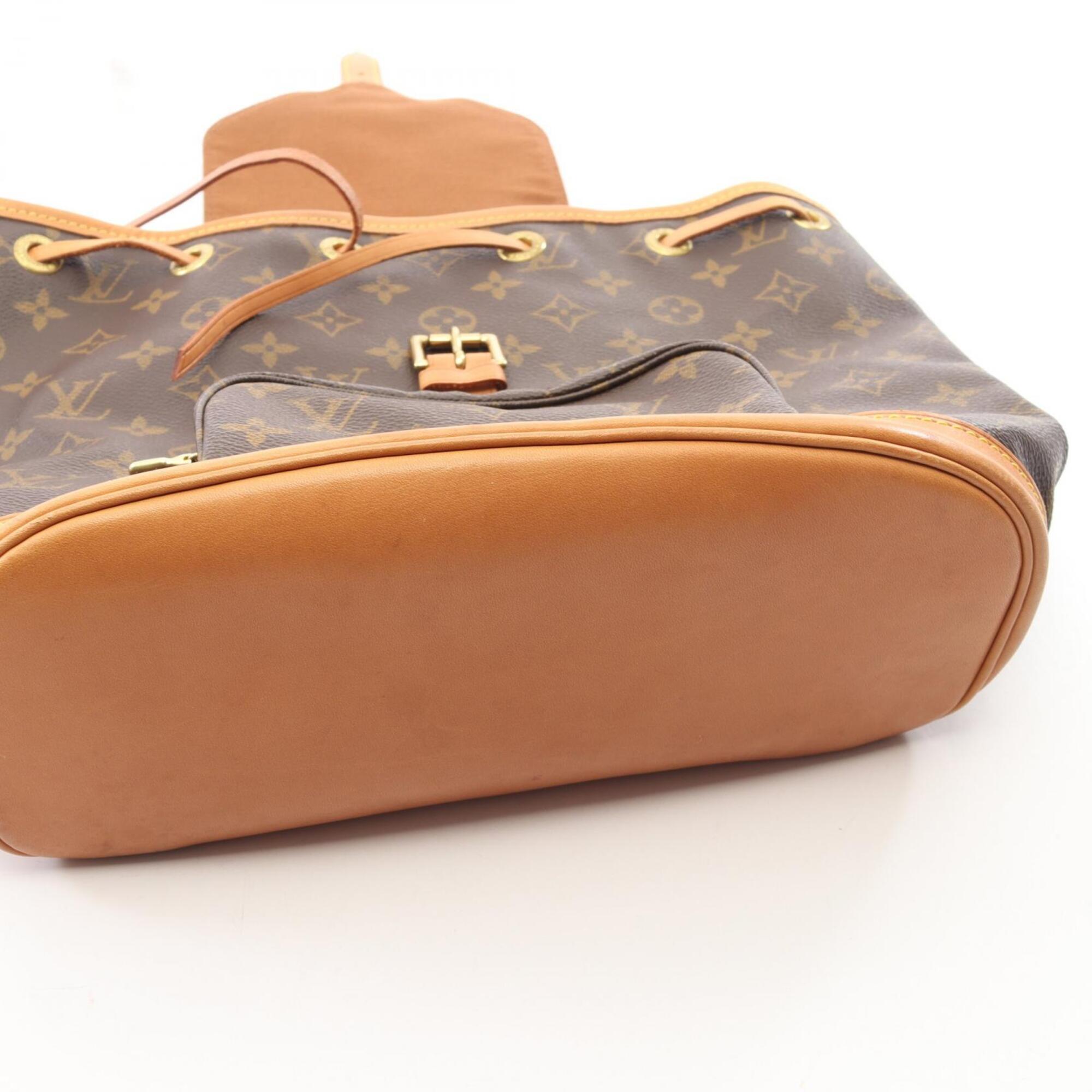 Louis Vuitton Brown Coated Canvas Leather Backpack Handbag (Pre-Owned)