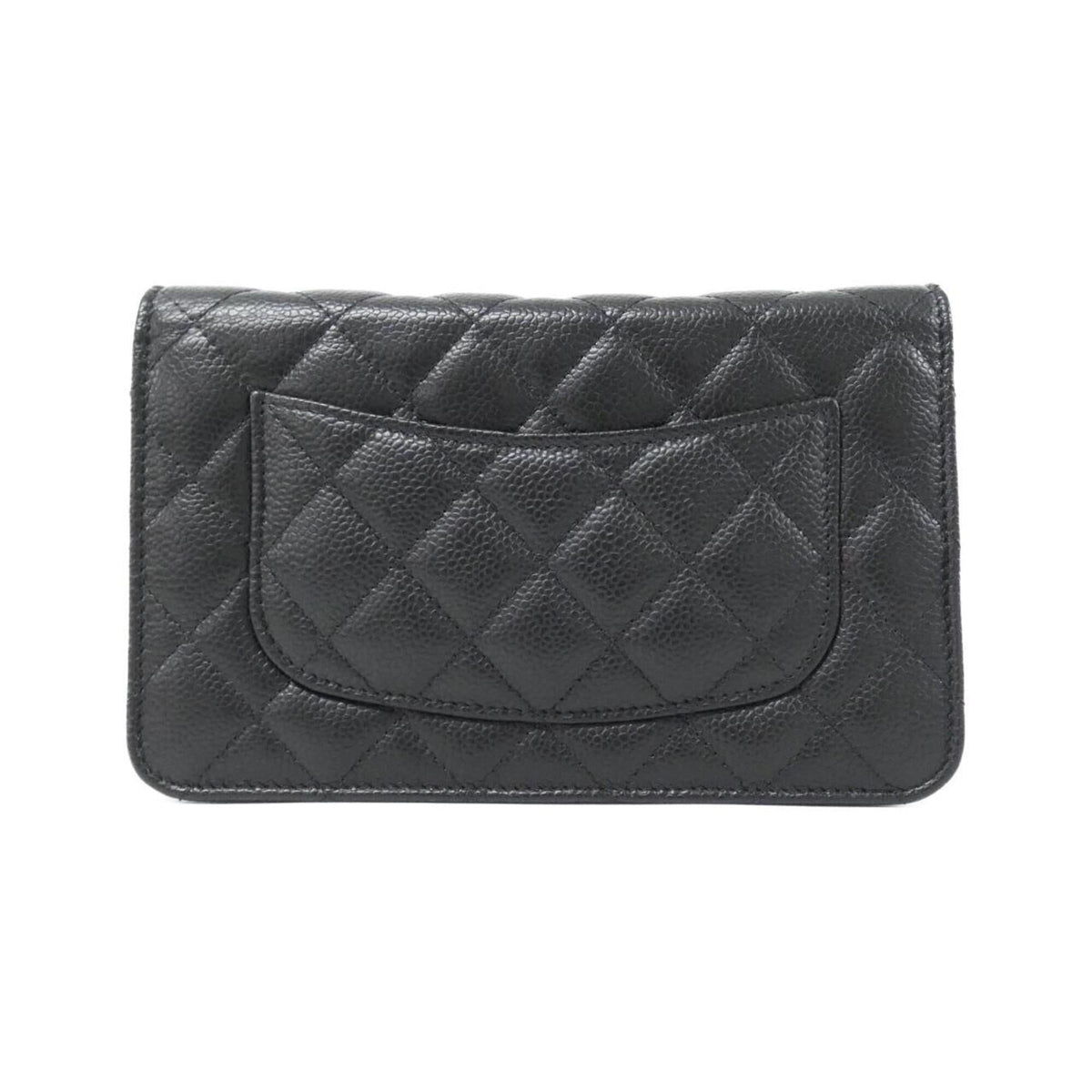 Chanel Black Bordeaux Grained Calfskin Chain/Shoulder Wallet (Pre-Owned)