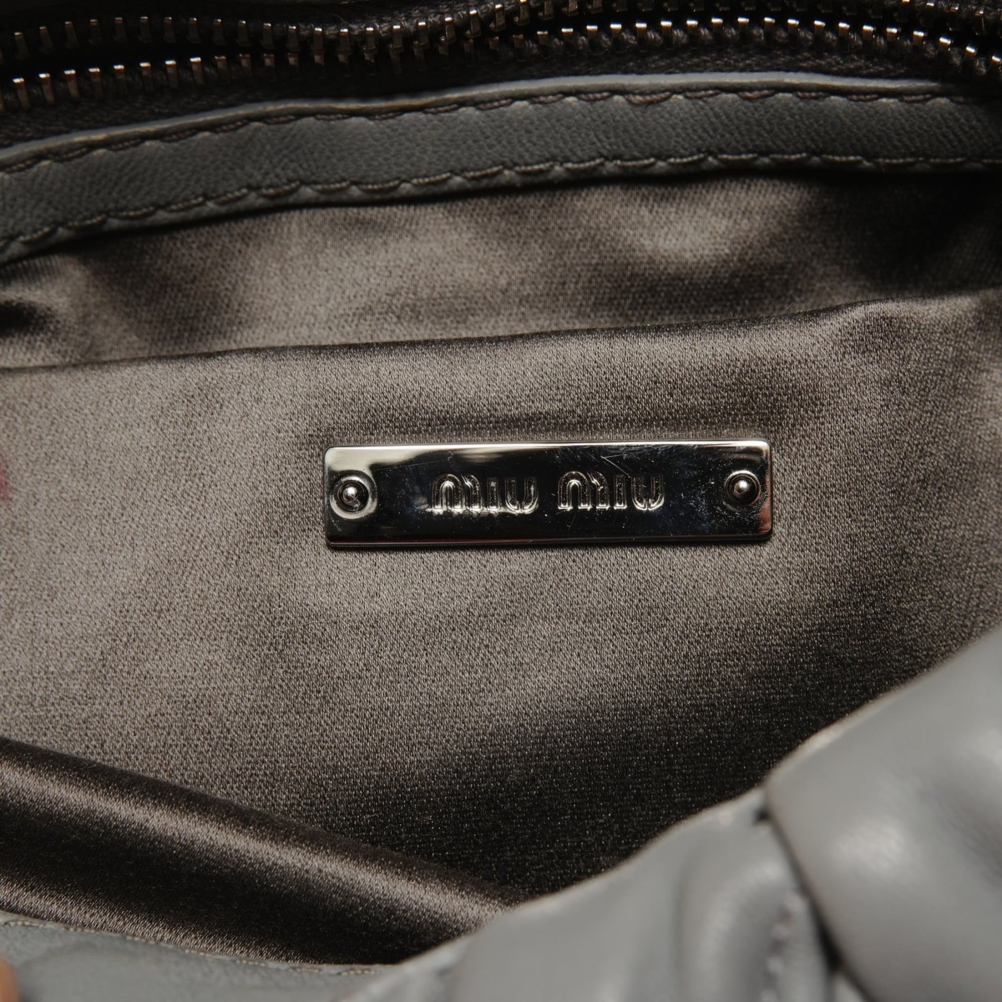Miu Miu Matelasse Gray Shoulder Bag (Pre-Owned)