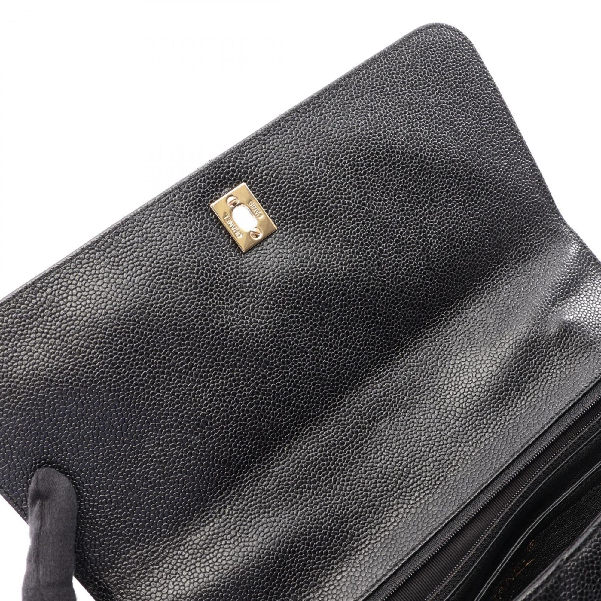 Chanel Black Grained Calfskin Handbag (Pre-Owned)