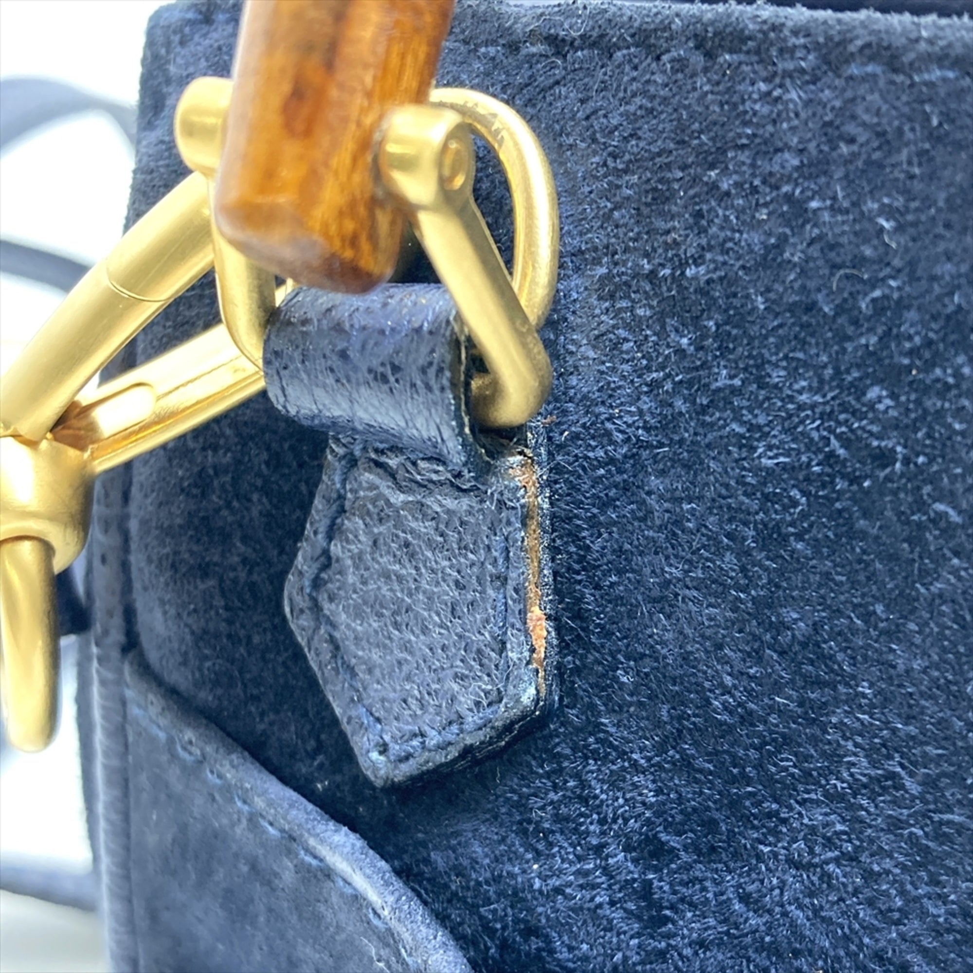 Gucci Navy Suede Leather Shoulder Bag (Pre-Owned)