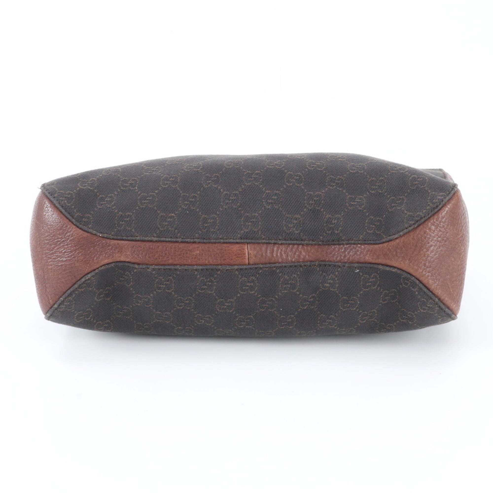 Gucci Brown Leather Canvas Handbag Tote Bag (Pre-Owned)