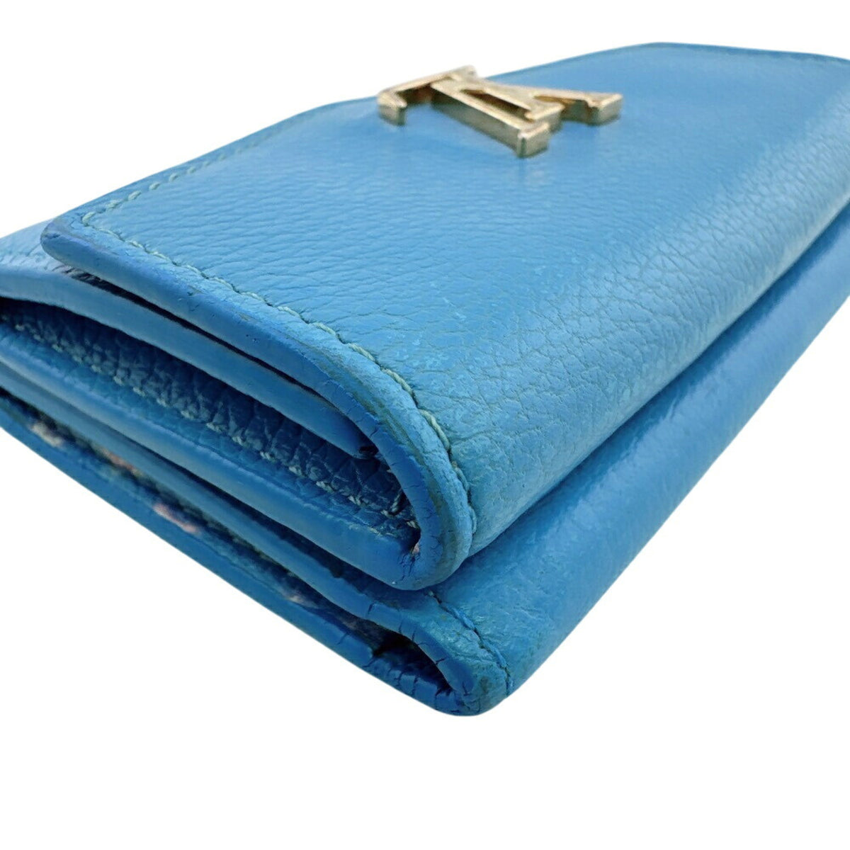 Louis Vuitton Blue Leather Wallet (Tri-Fold) (Pre-Owned)