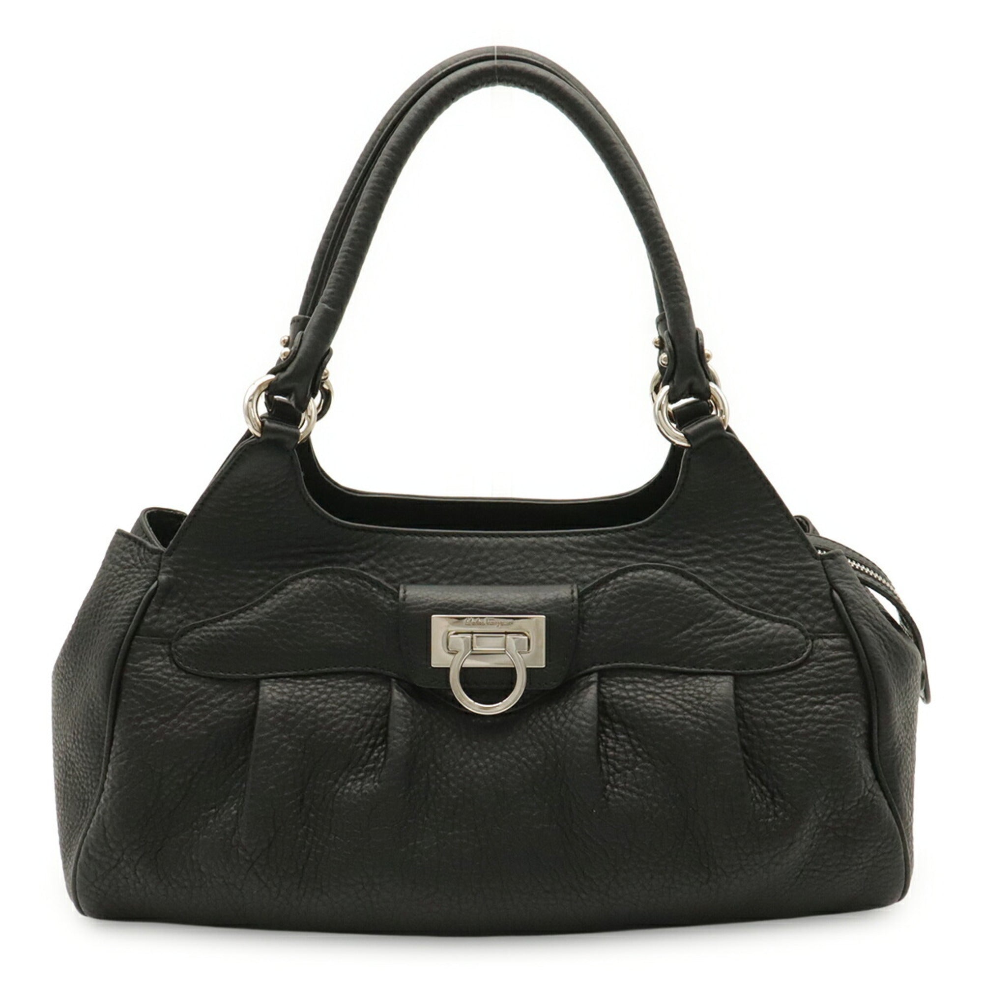 Salvatore Ferragamo Black Leather Handbag Shoulder Bag (Pre-Owned)