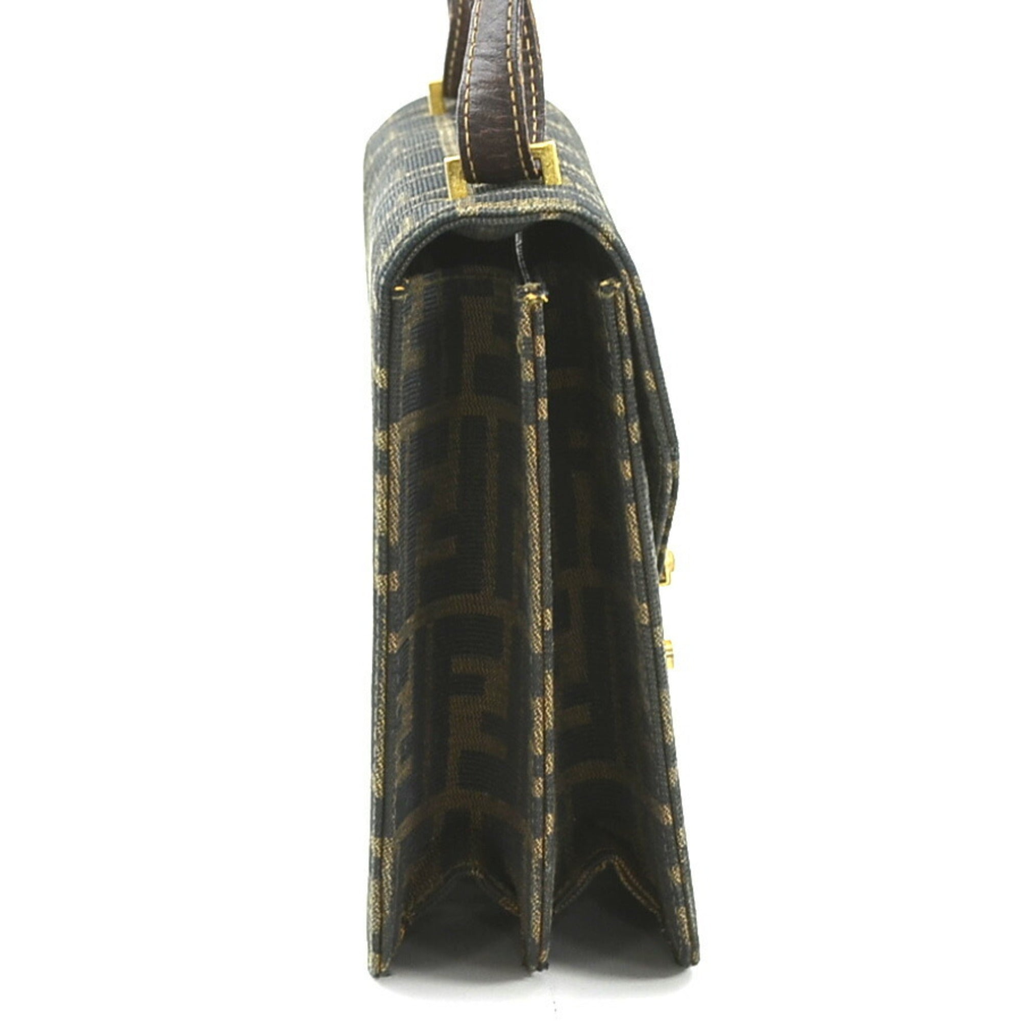 Fendi Brown Canvas Leather Shoulder Bag (Pre-Owned)