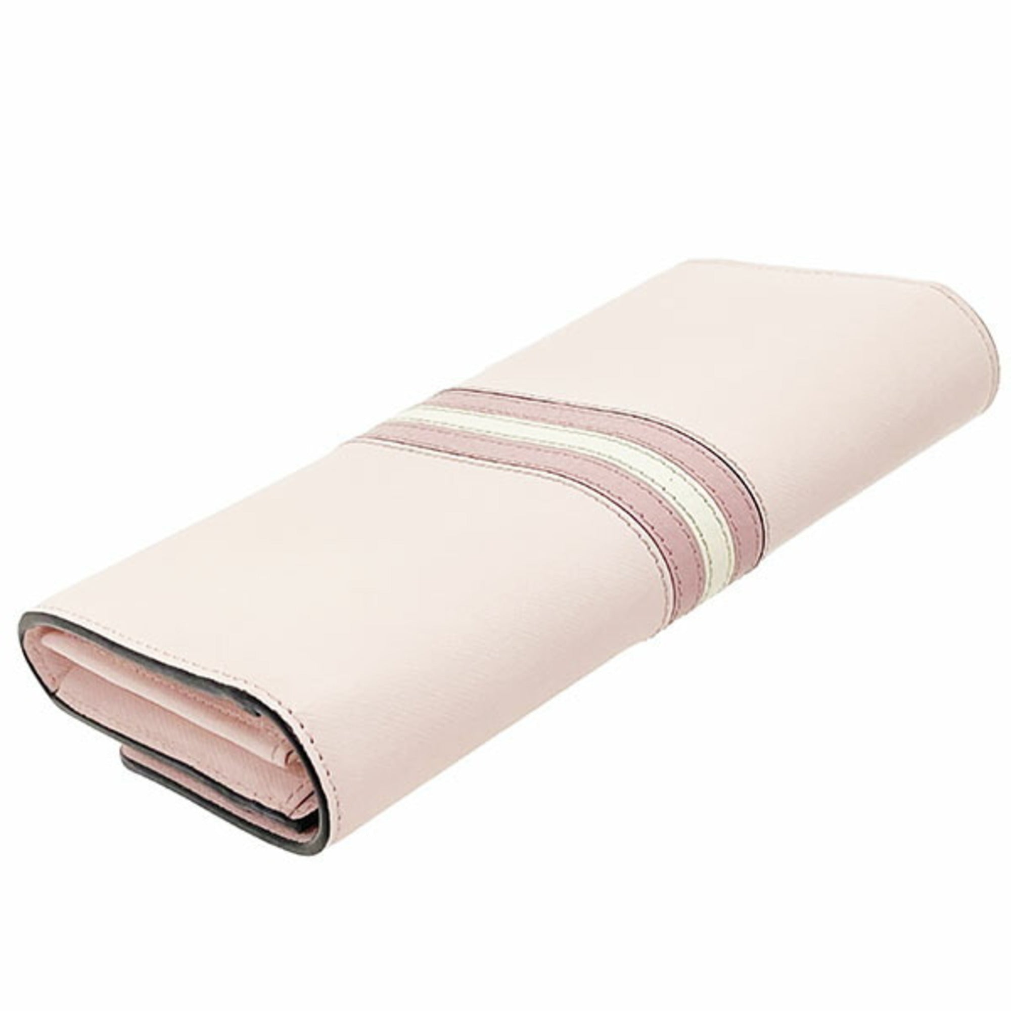 Bally Light Pink Pink White Leather Long Wallet (Bi-Fold) (Pre-Owned)