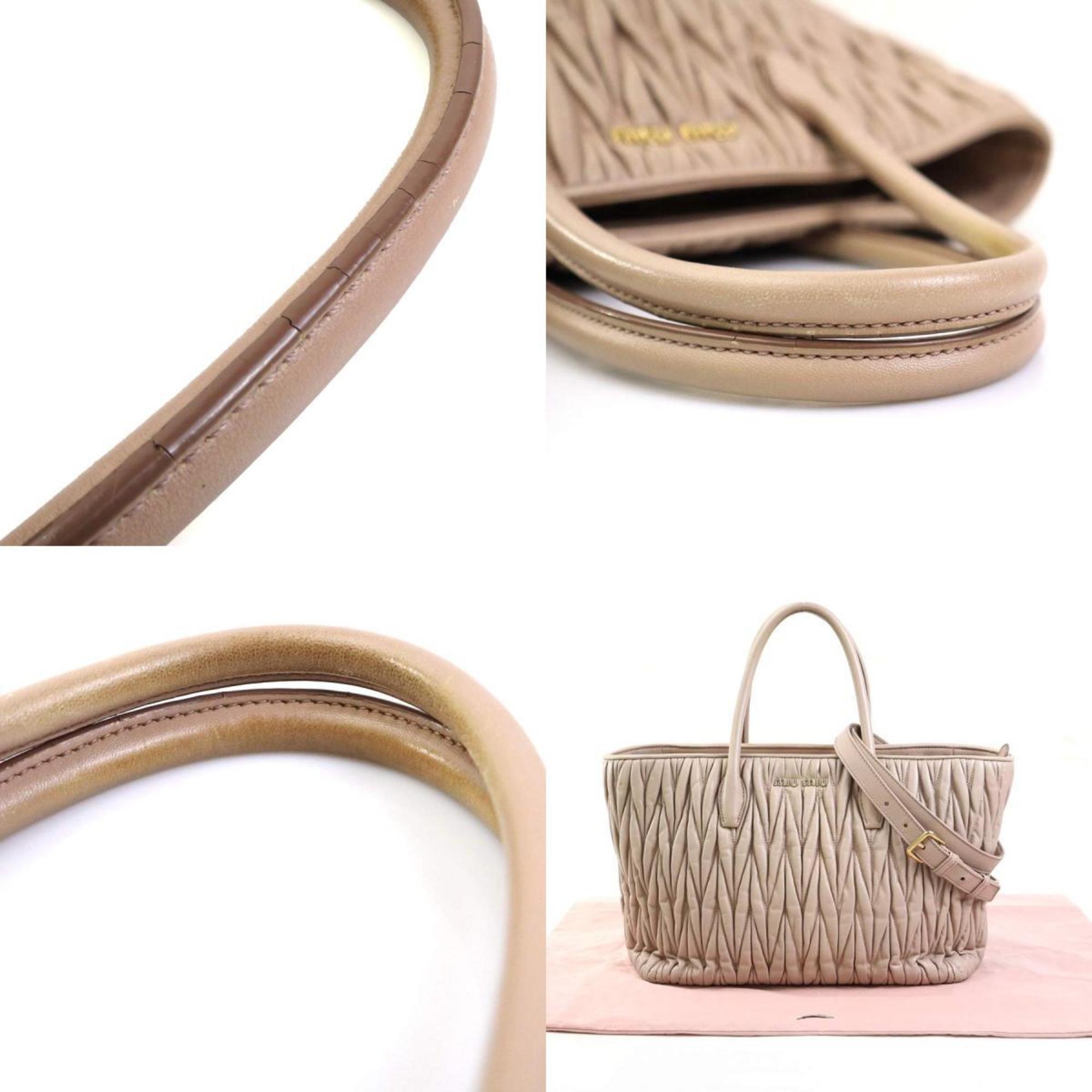Miu Miu Pink Beige Leather Handbag Shoulder Bag (Pre-Owned)