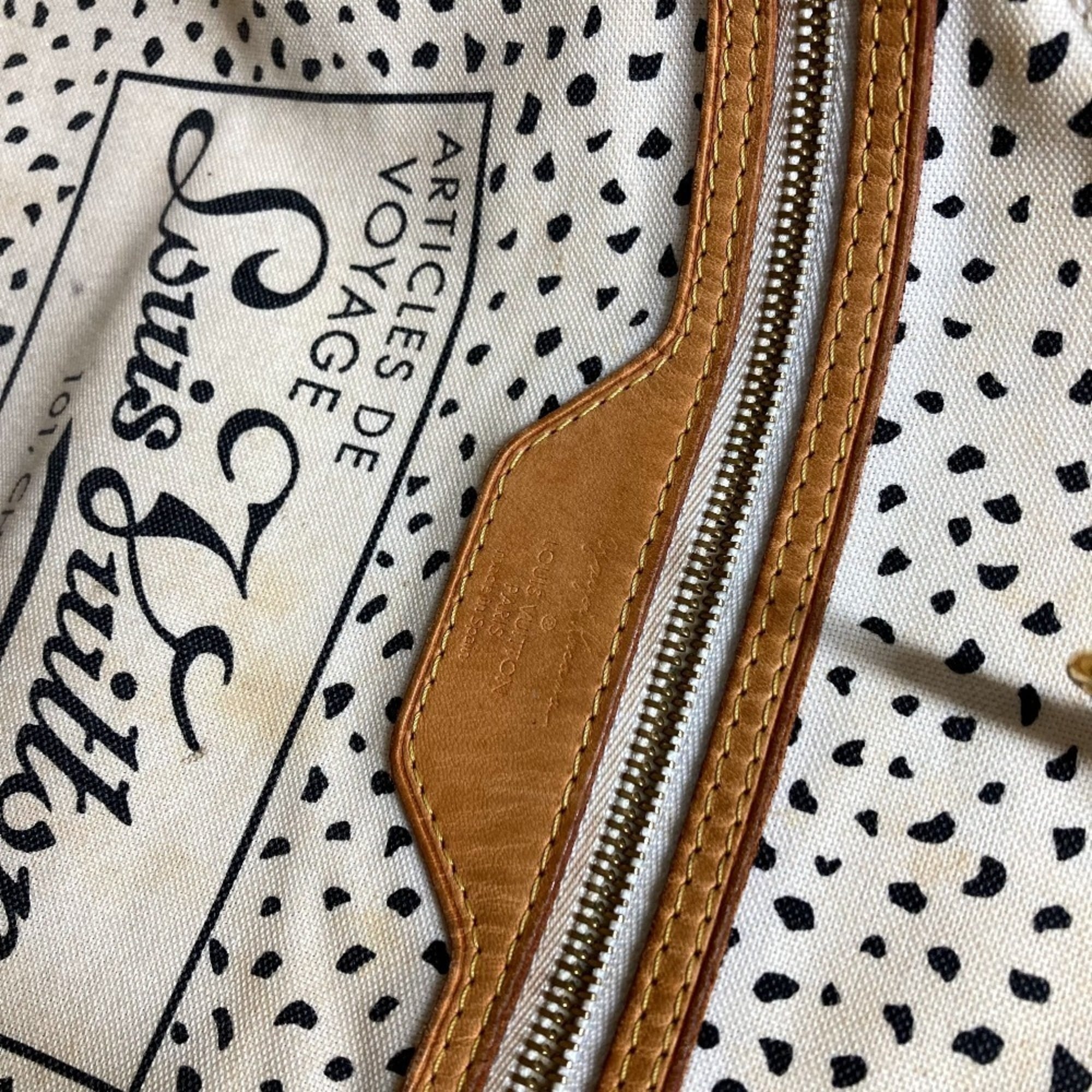 Louis Vuitton Brown White Monogram Canvas Shoulder Bag Tote Bag (Pre-Owned)