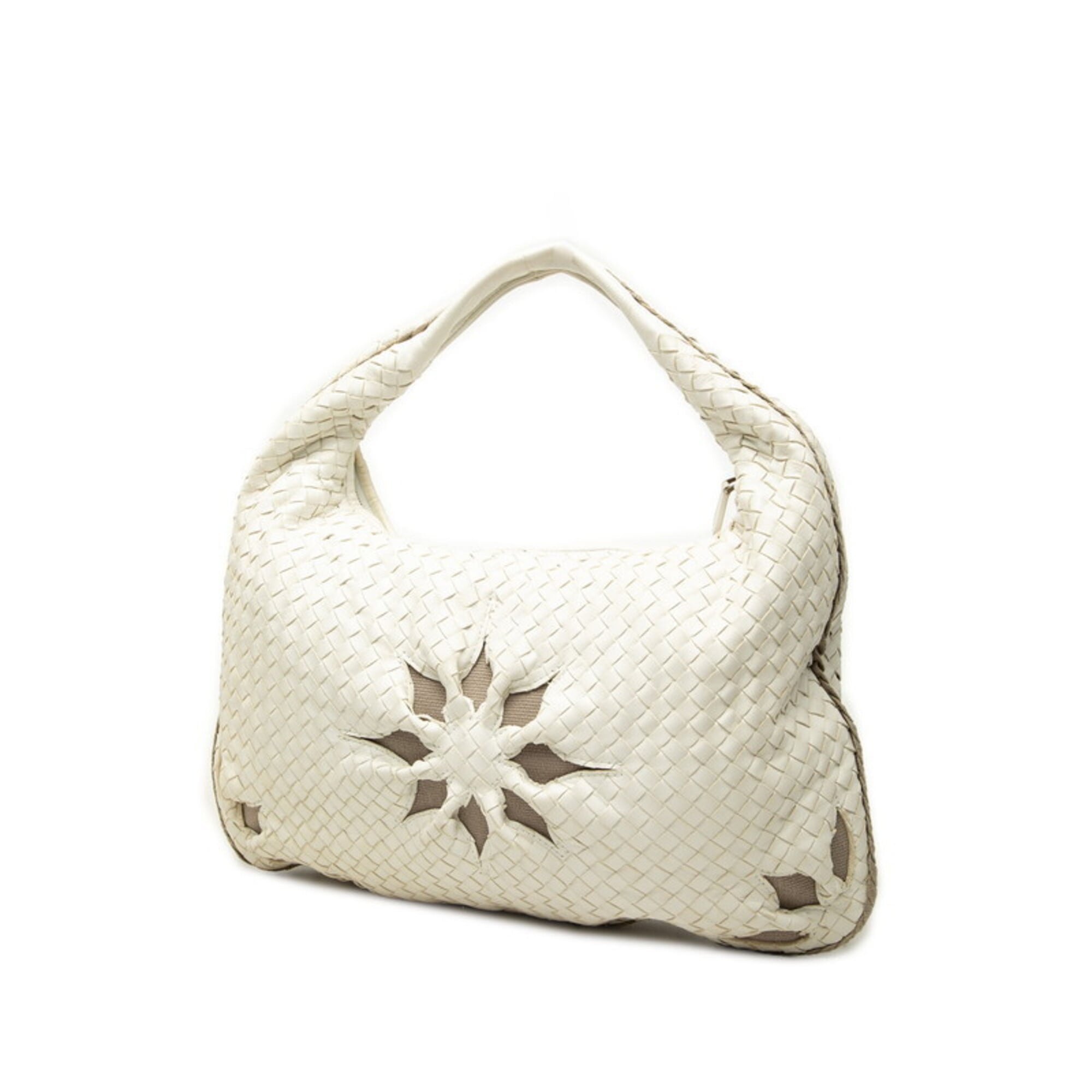 Bottega Veneta White Leather Handbag Shoulder Bag (Pre-Owned)