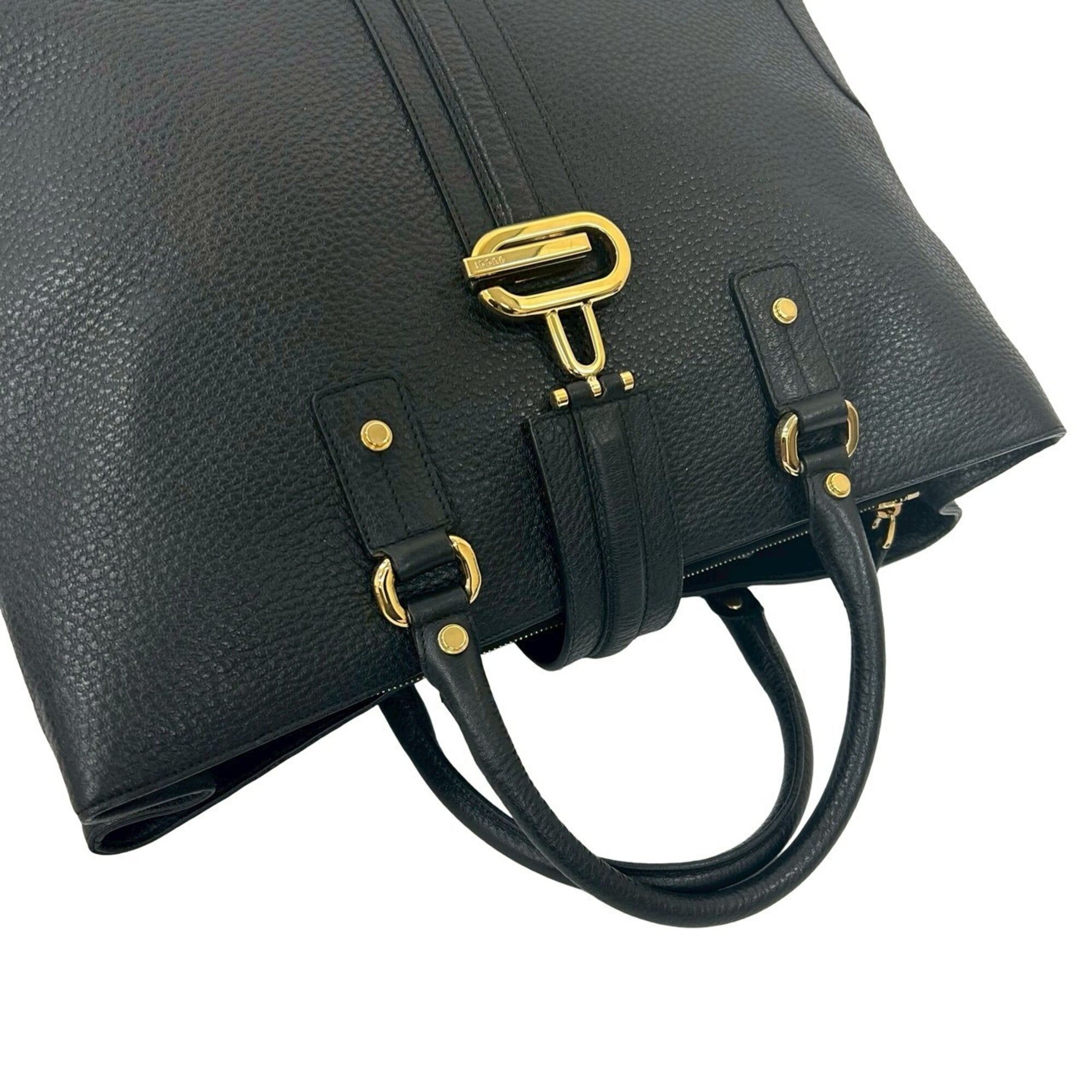 Gucci Black Leather Handbag Tote Bag (Pre-Owned)