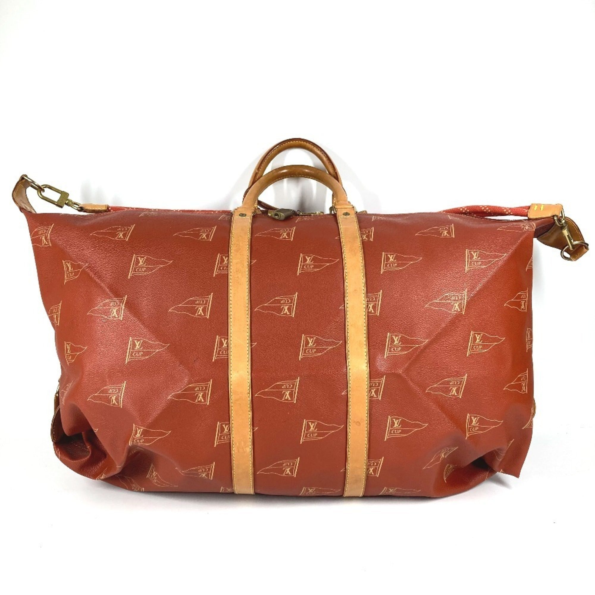 Louis Vuitton Galle Red Color Leather Canvas Boston Bag Handbag Shoulder Bag (Pre-Owned)