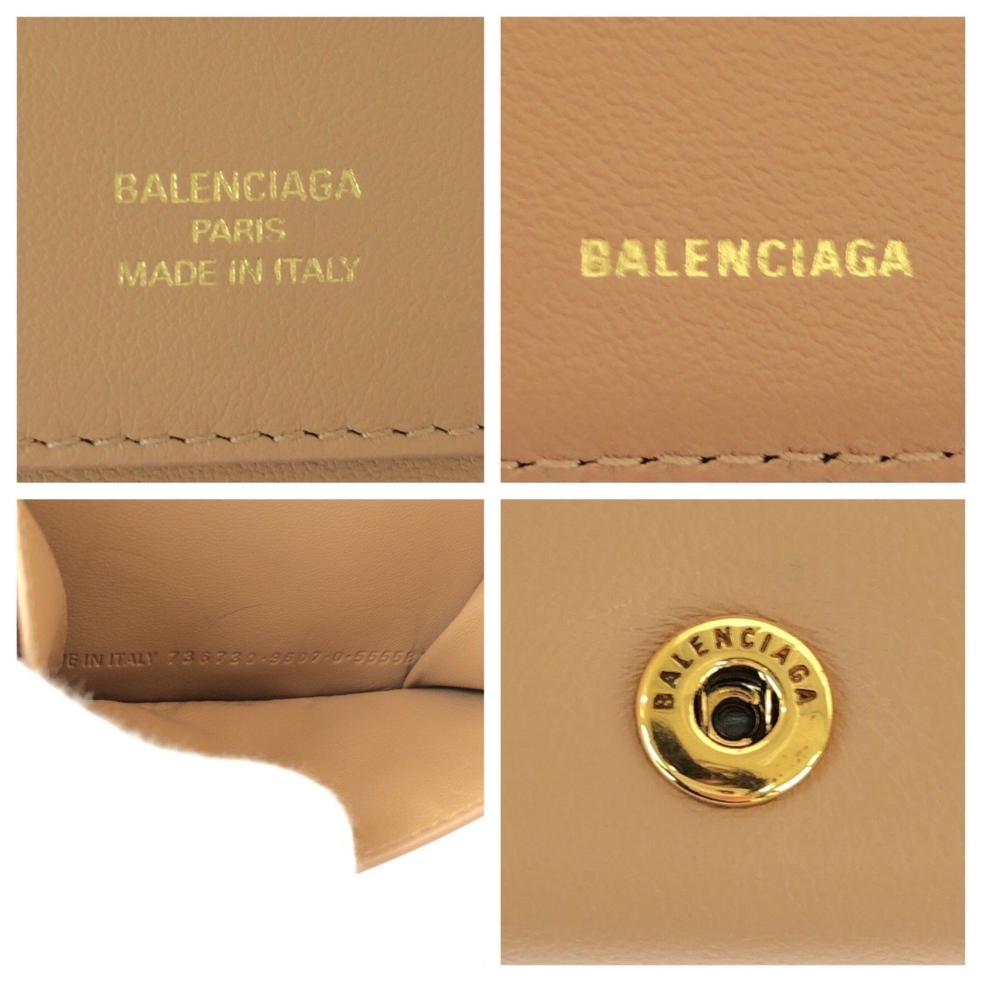 Balenciaga Beige Leather Wallet (Tri-Fold) (Pre-Owned)
