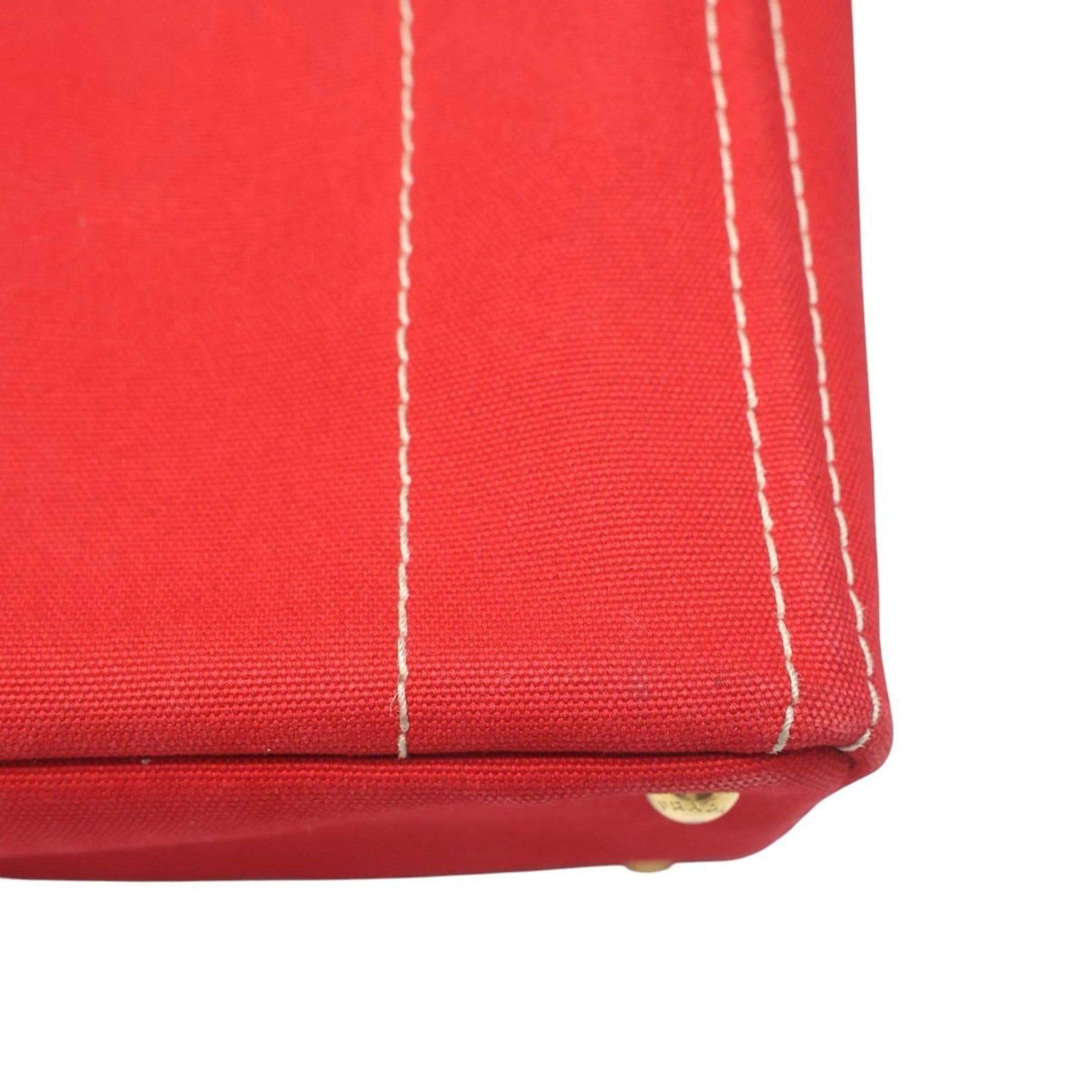 Prada Red Color Canvas Tote Bag (Pre-Owned)