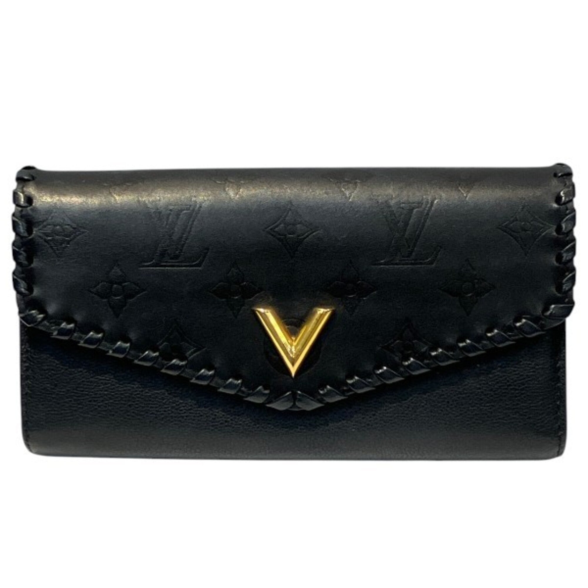 Louis Vuitton Monogram Noir Leather Long Wallet (Bi-Fold) (Pre-Owned)
