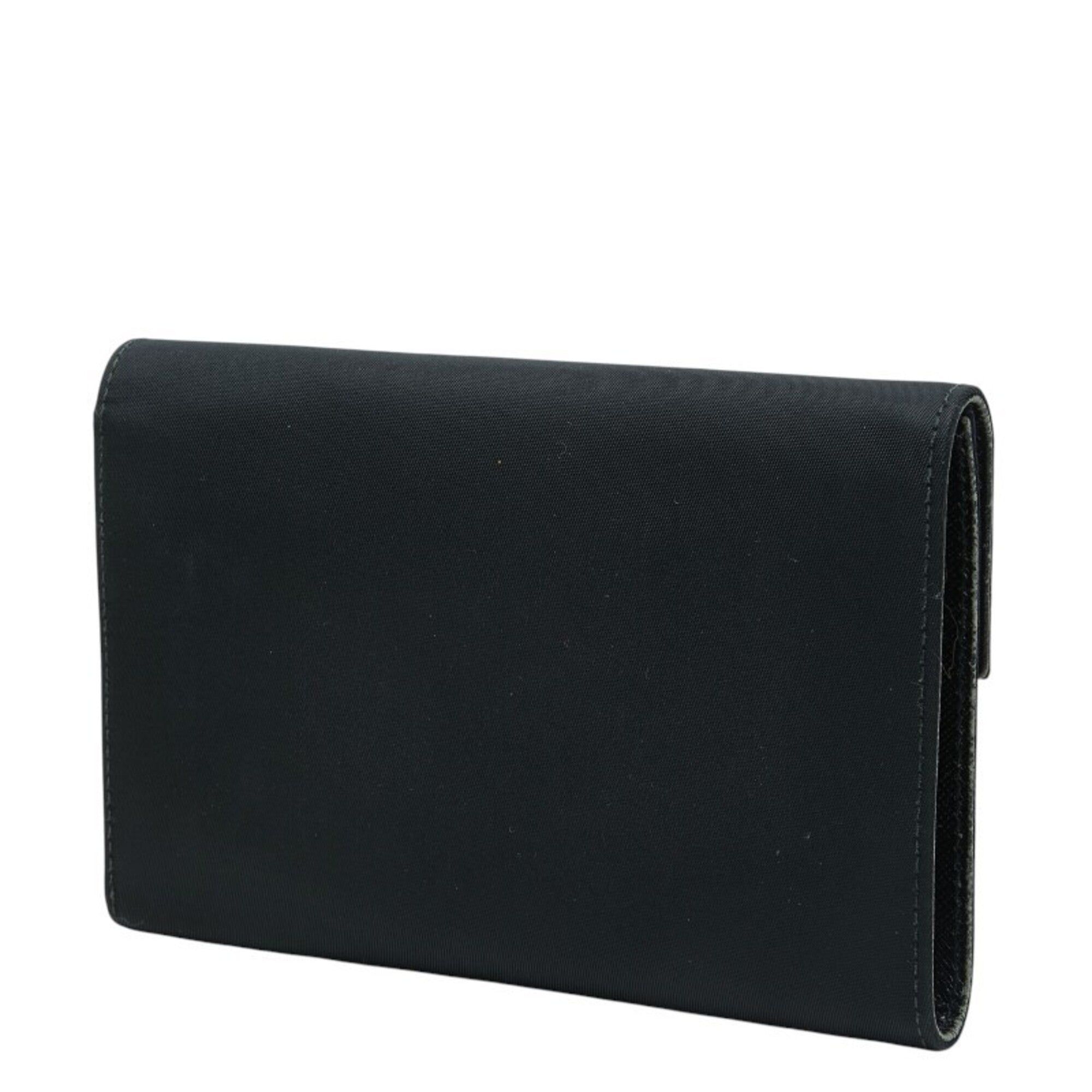 Prada Black Nylon Leather Wallet (Tri-Fold) (Pre-Owned)