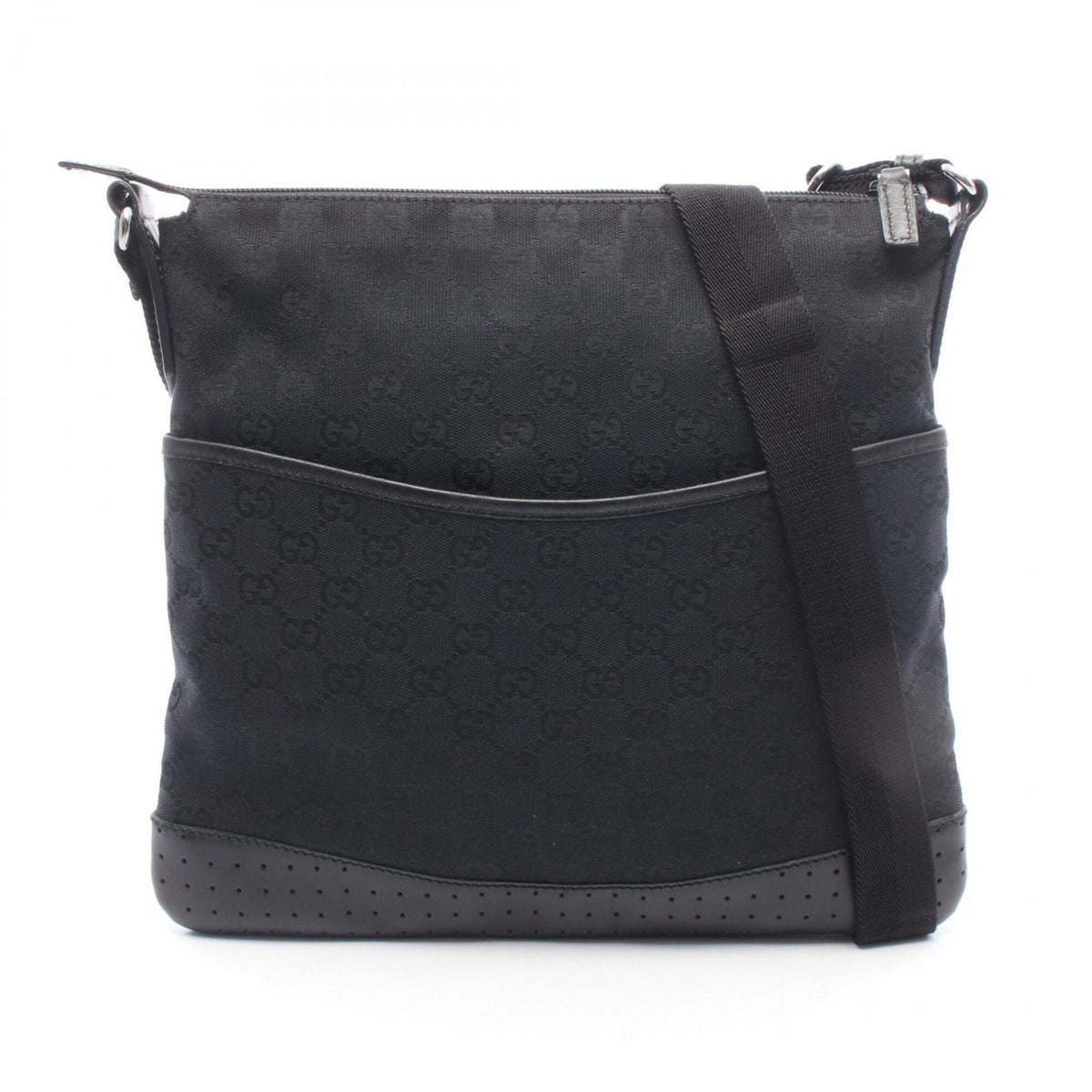 Gucci Black Gg Canvas Leather Handbag Shoulder Bag (Pre-Owned)