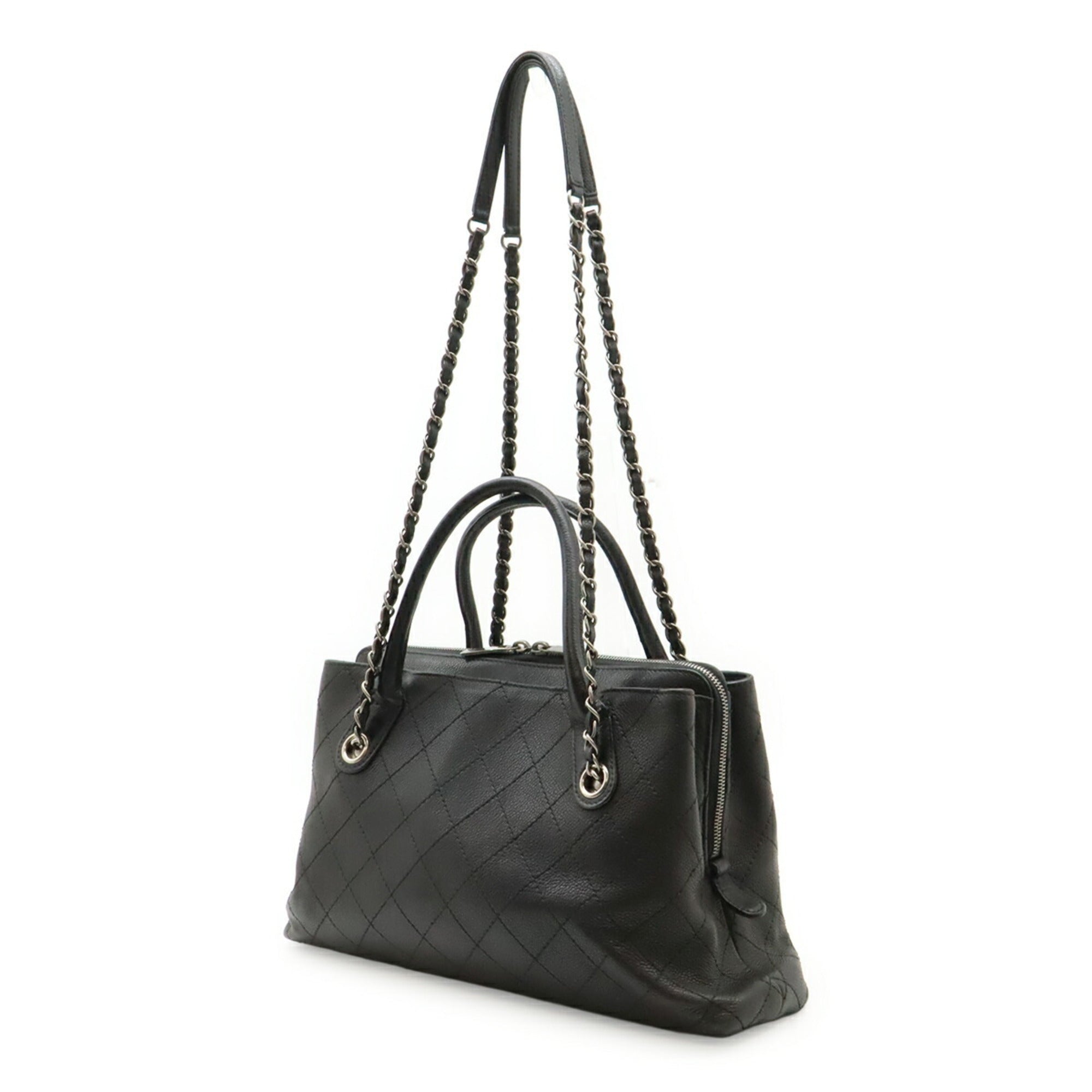 Chanel Matelasse Black Grained Calfskin Handbag Shoulder Bag (Pre-Owned)