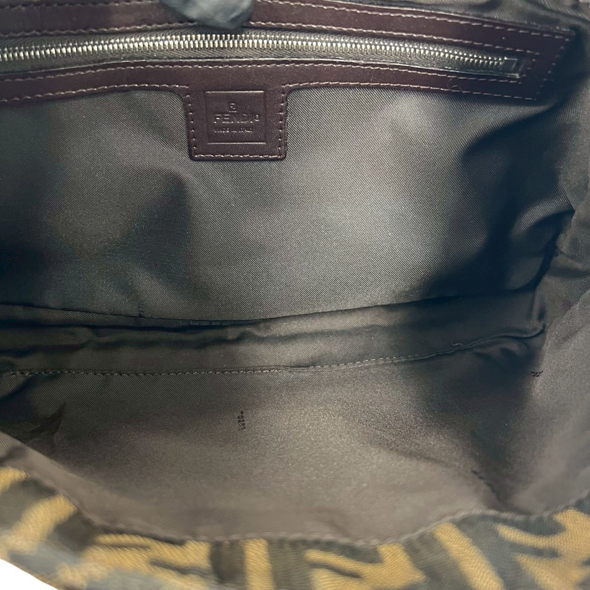 Fendi Black Brown Canvas Leather Shoulder Bag Tote Bag (Pre-Owned)