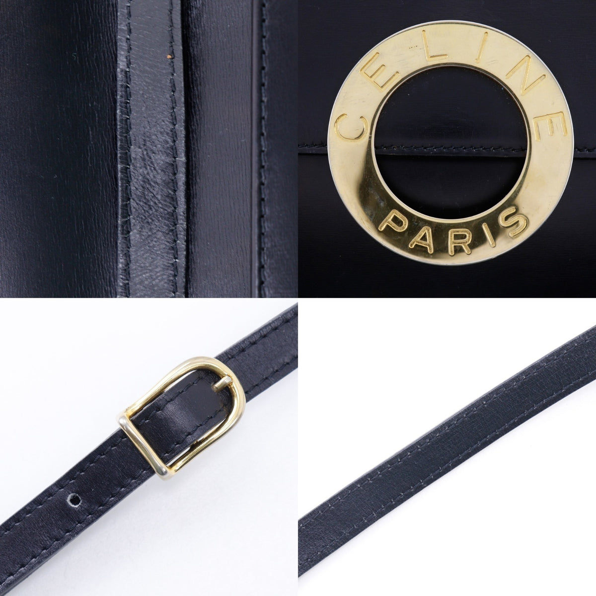 Celine Black Leather Clutch Bag Shoulder Bag (Pre-Owned)