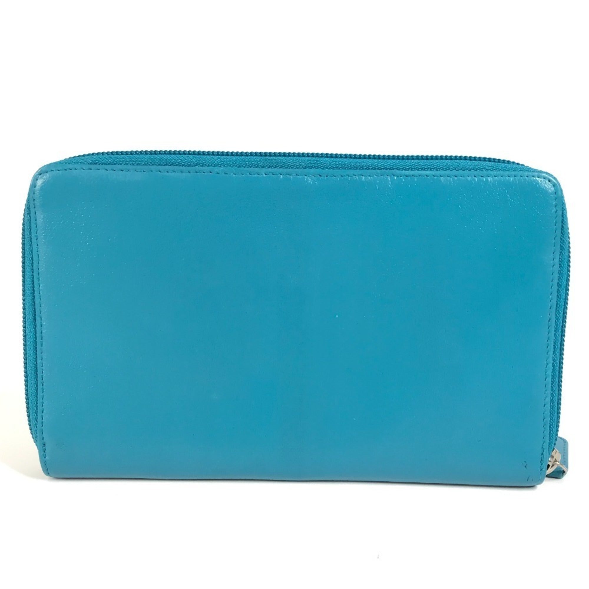 Chanel Blue Leather Long Wallet (Bi-Fold) (Pre-Owned)