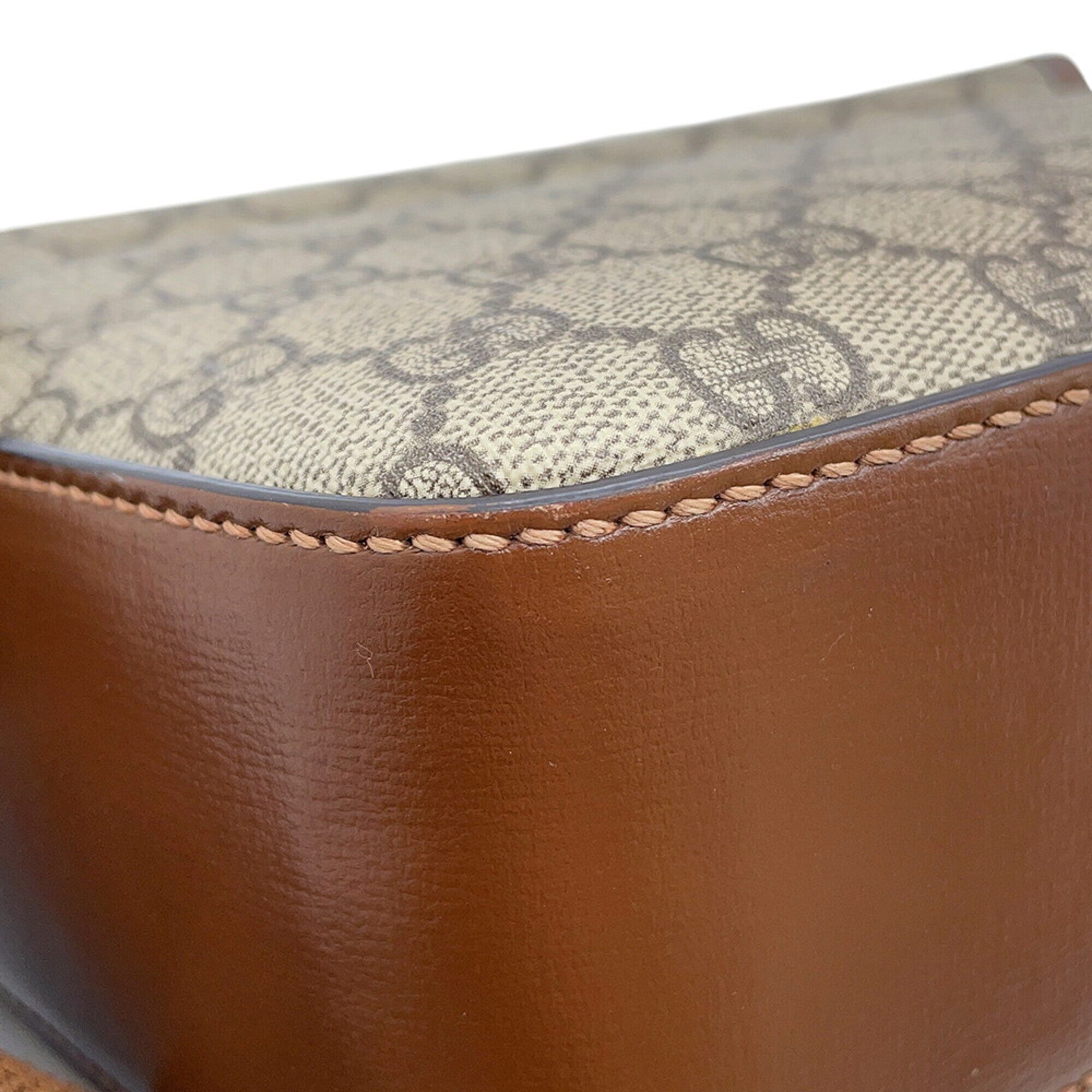 Gucci Beige Brown Gg Supreme Leather Handbag Shoulder Bag (Pre-Owned)
