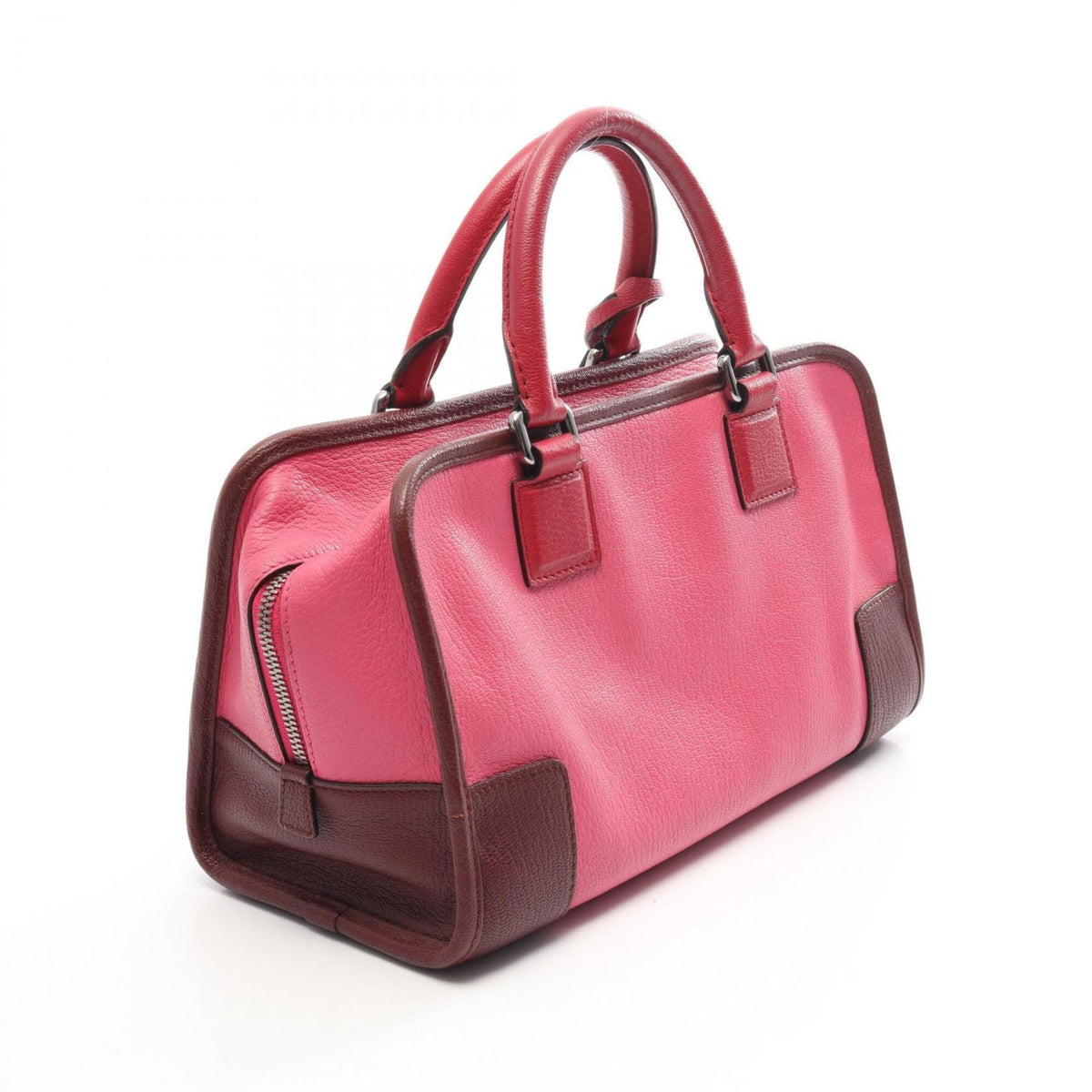 Loewe Brown Pink Red Color Leather Handbag (Pre-Owned)