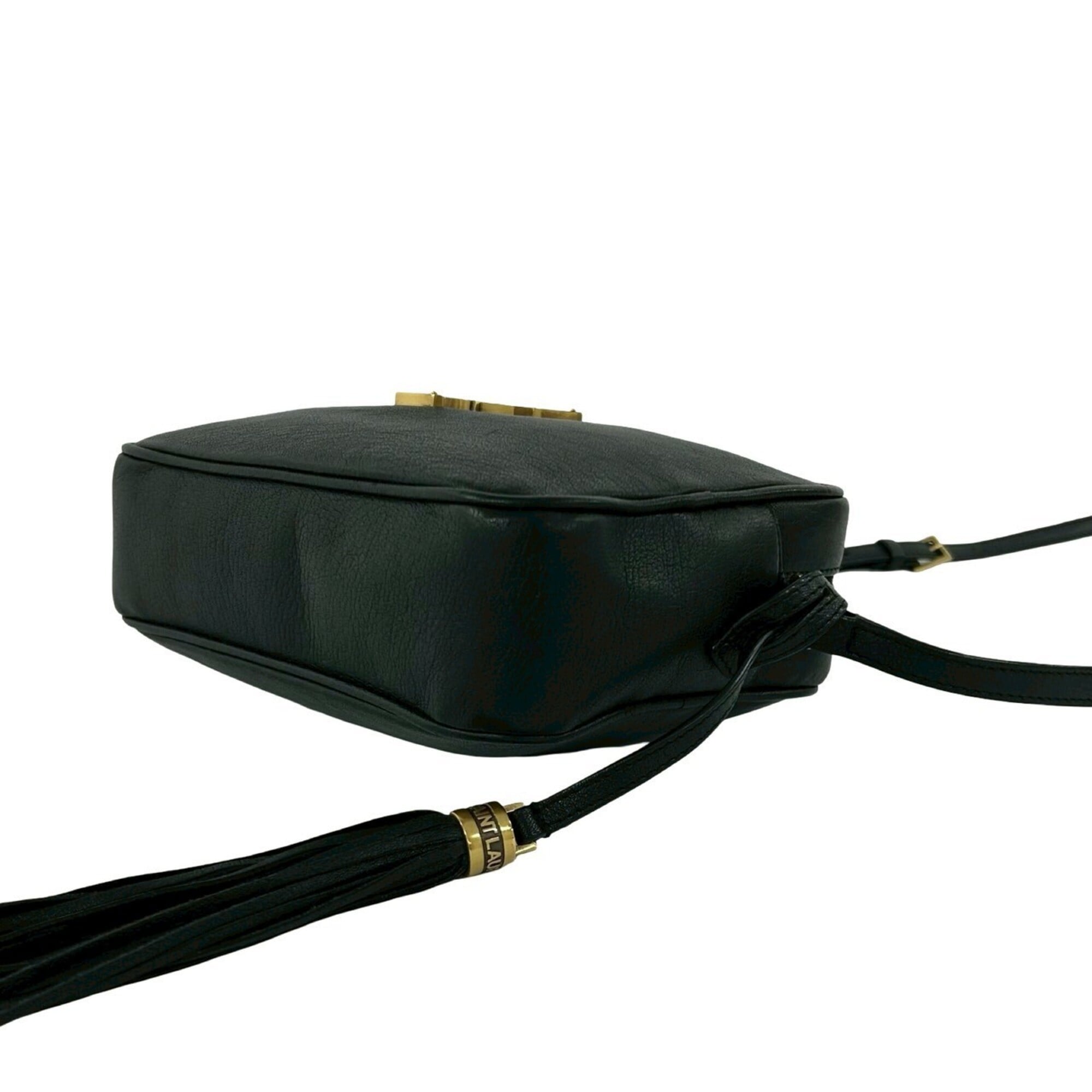 Saint Laurent Black Leather Pochette Shoulder Bag (Pre-Owned)