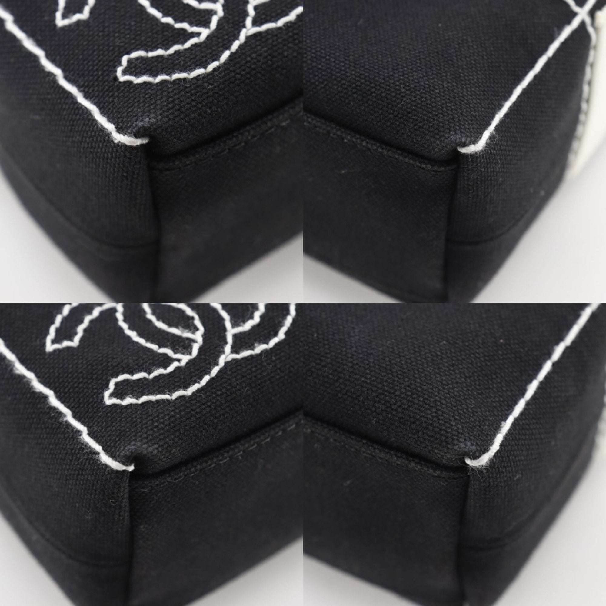 Chanel Chocolate Bar Black Canvas Shoulder Bag (Pre-Owned)