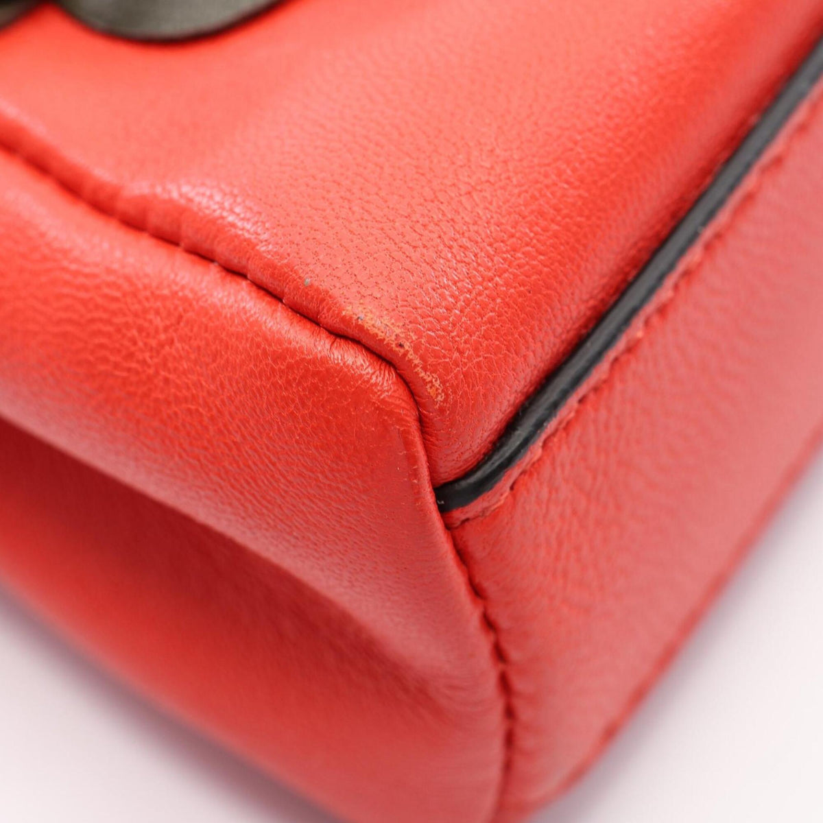 Fendi Multi-Color Red Color Leather Handbag (Pre-Owned)