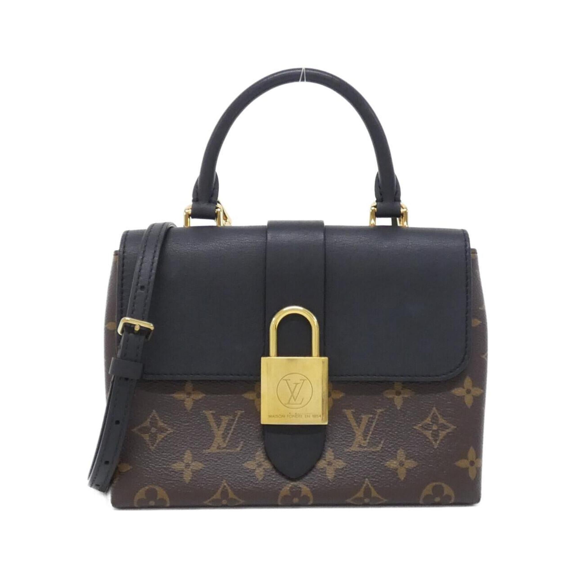 Louis Vuitton Black Brown Coated Canvas Leather Handbag (Pre-Owned)