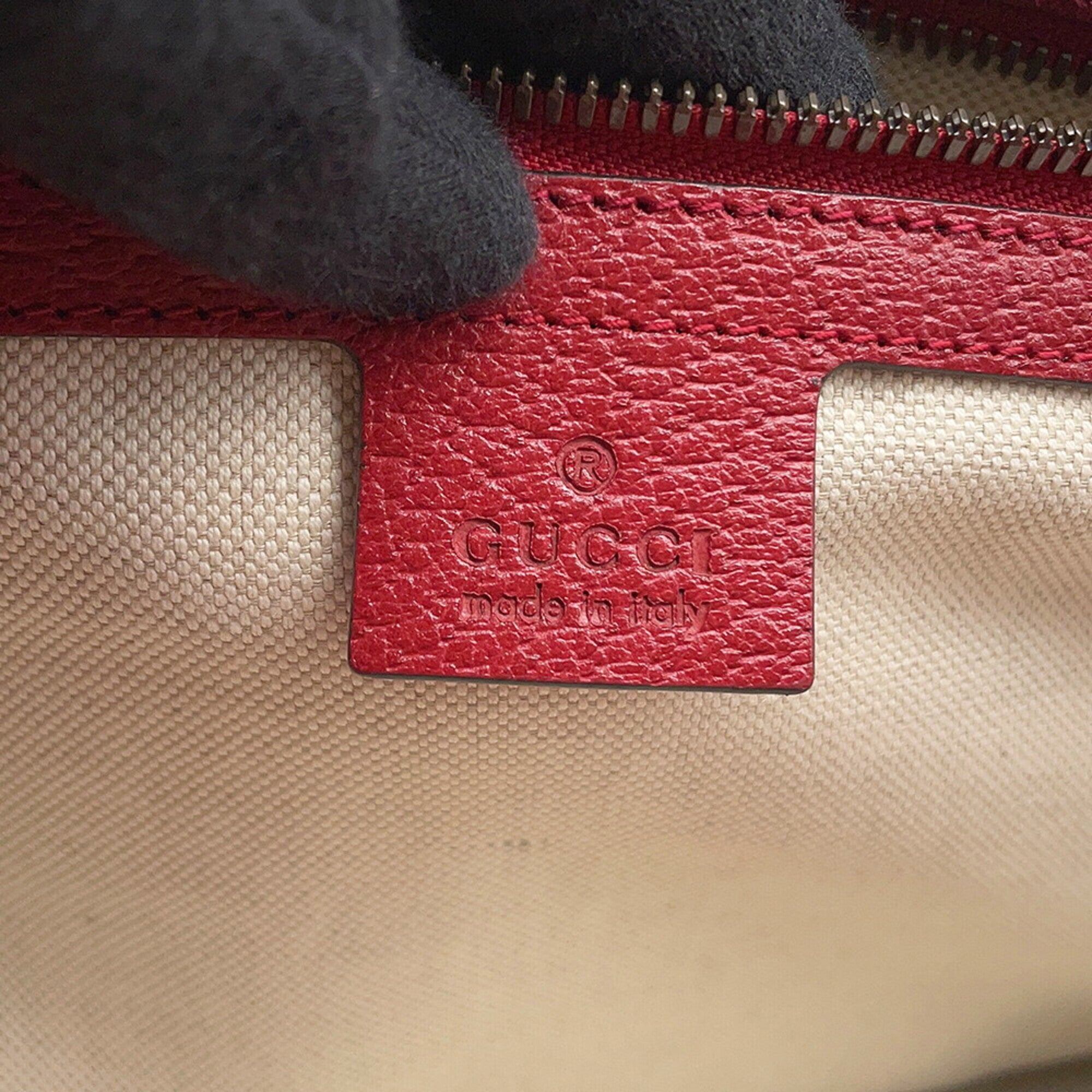 Gucci Multi-Color Red Color Leather Canvas Shoulder Bag Tote Bag (Pre-Owned)