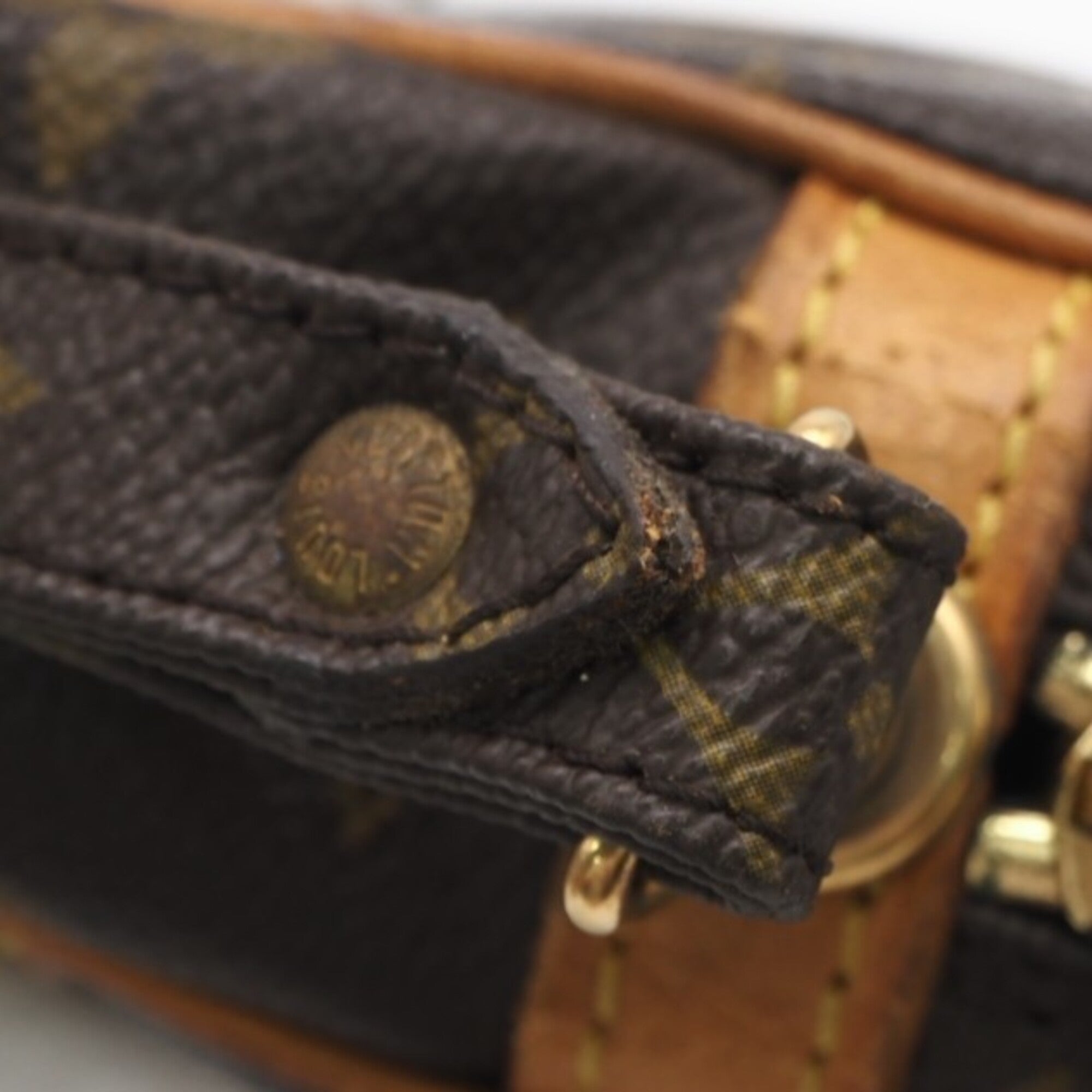 Louis Vuitton Beige Brown Coated Canvas Leather Clutch Bag (Pre-Owned)