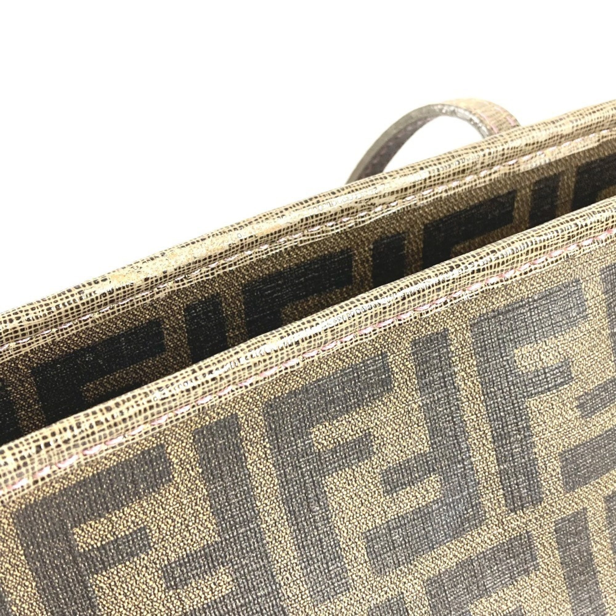 Fendi Zucca Brown Pvc Leather Shoulder Bag Tote Bag (Pre-Owned)