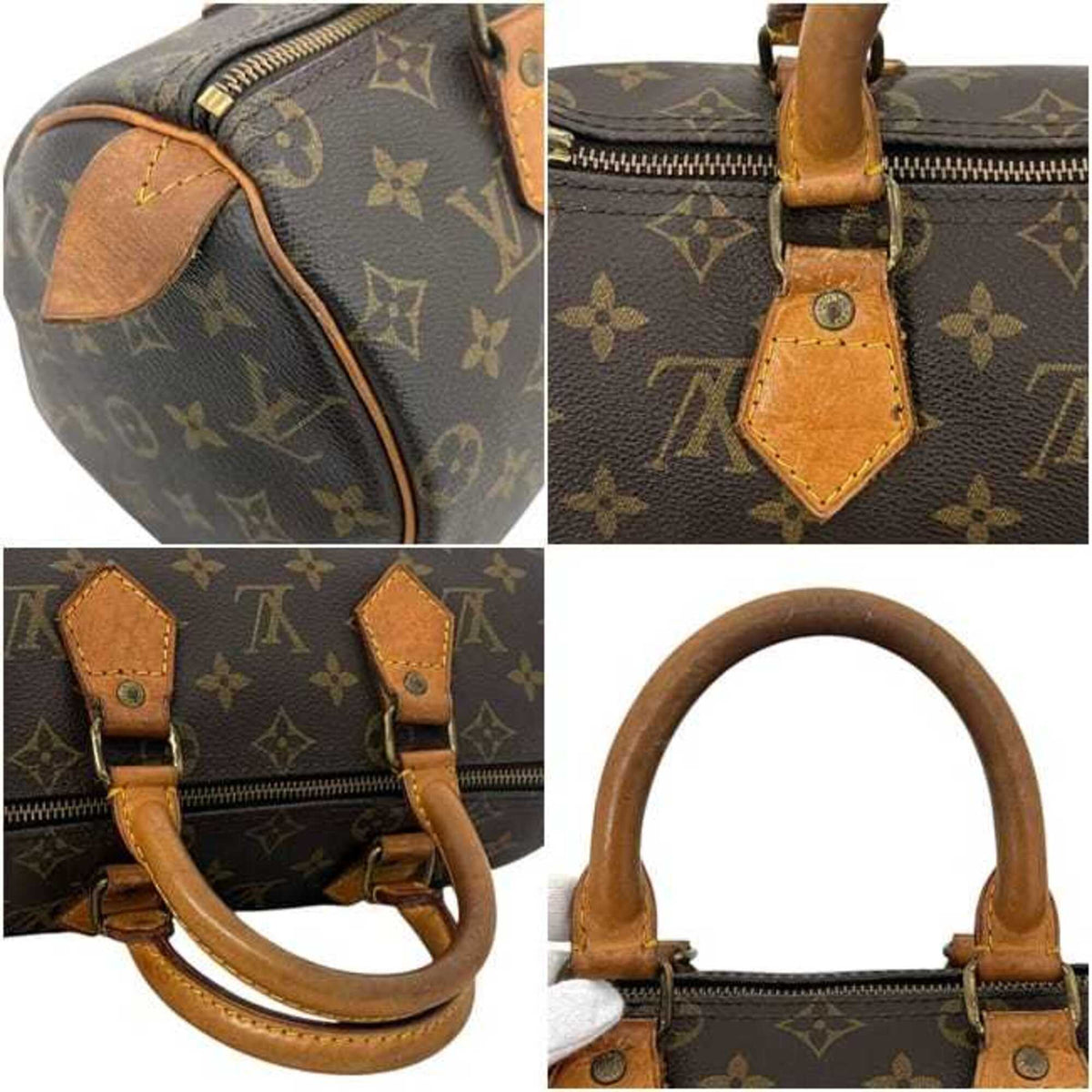 Louis Vuitton Black Brown Monogram Canvas Leather Handbag (Pre-Owned)