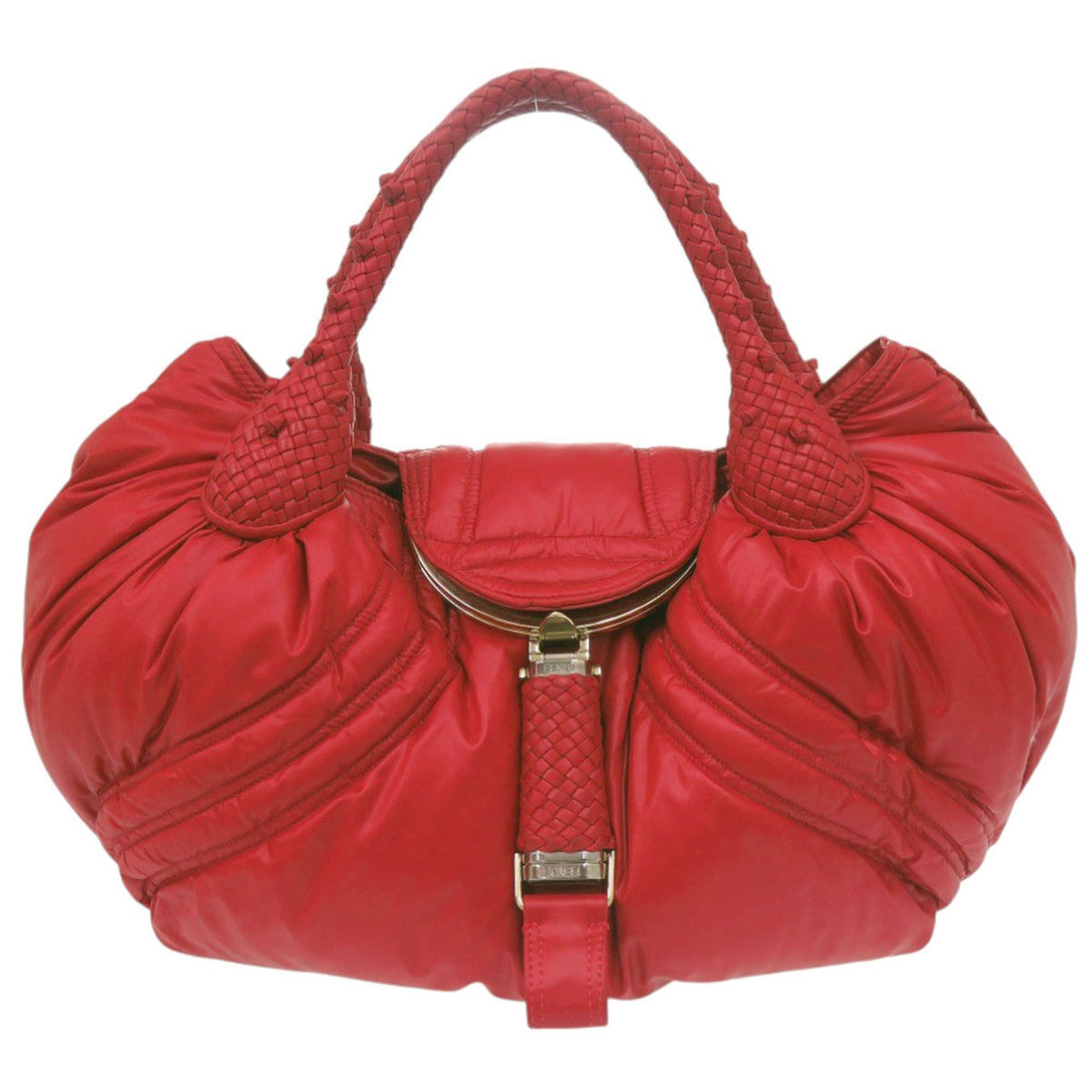 Fendi Red Color Nylon Leather Handbag (Pre-Owned)