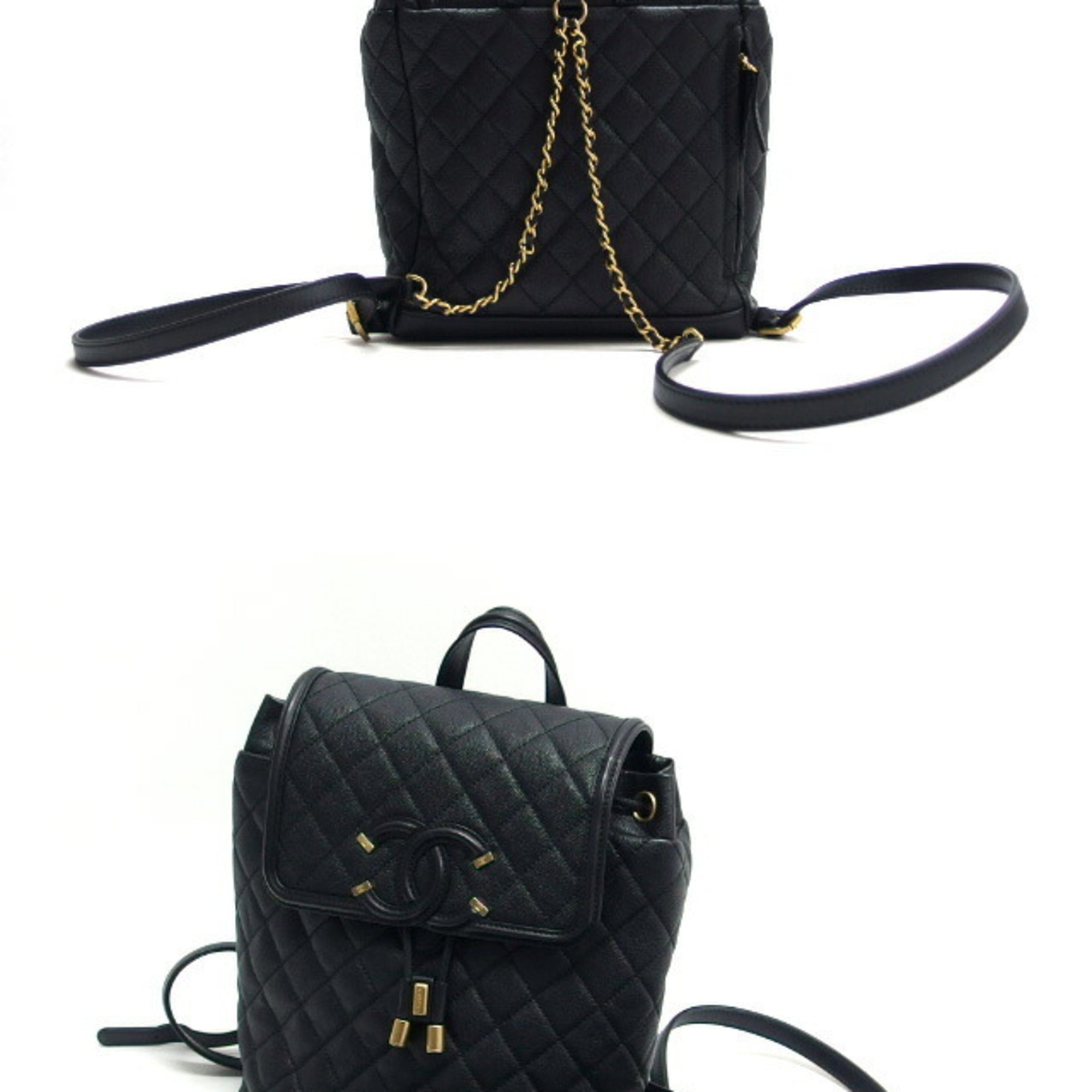 Chanel Black Grained Calfskin Backpack (Pre-Owned)