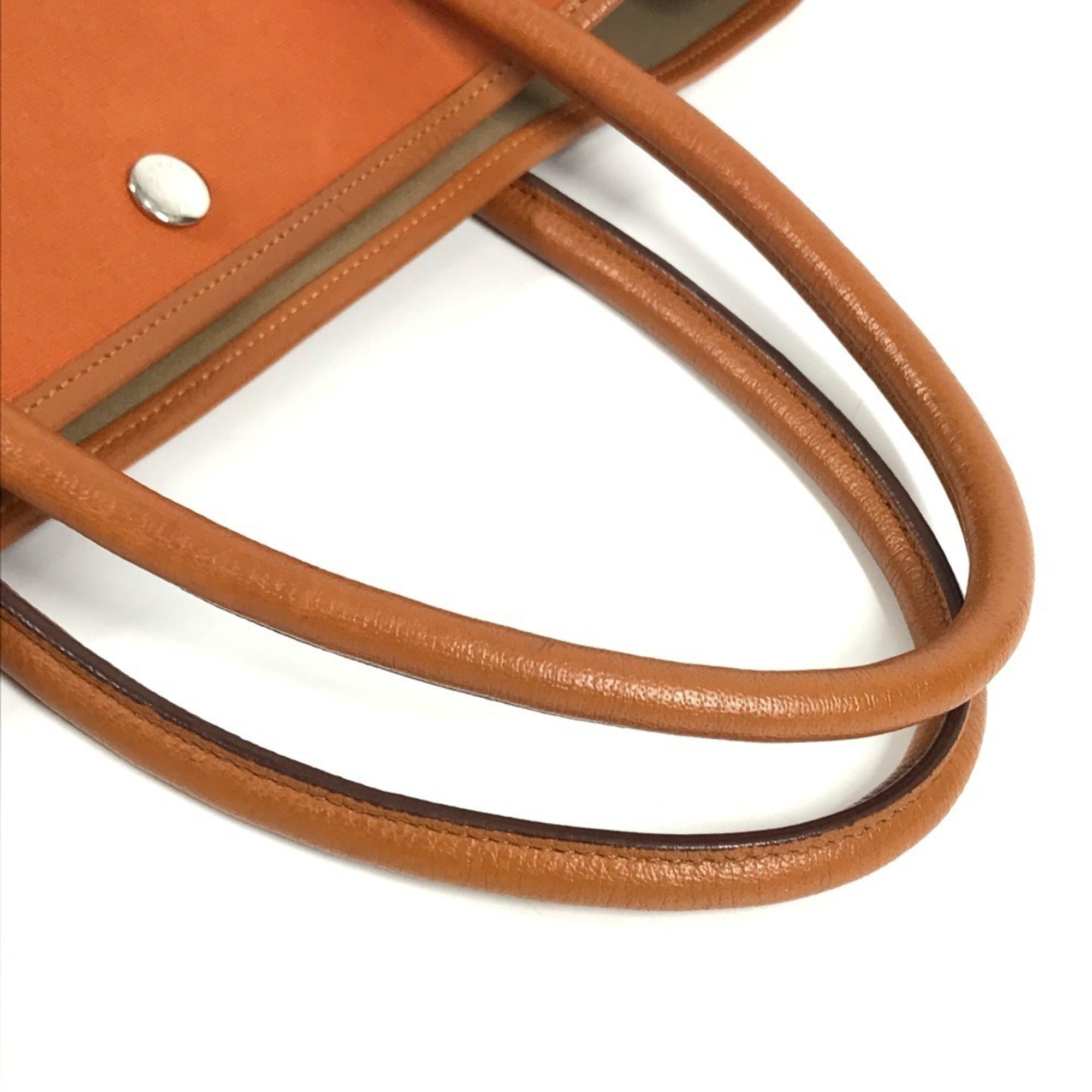 Hermes Orange Negonda Leather Canvas Handbag Shoulder Bag Tote Bag (Pre-Owned)