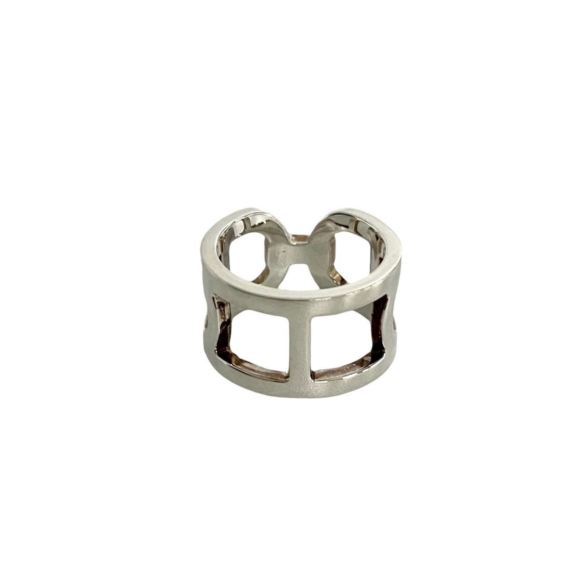 Hermes Silver Silver 925 Band Ring (Pre-Owned)