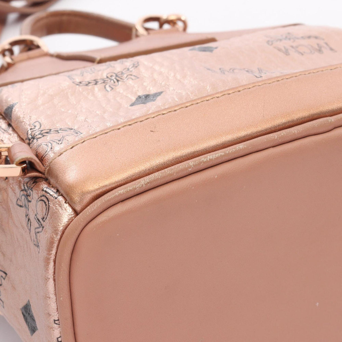 Mcm Gold Coated Canvas Backpack Handbag (Pre-Owned)