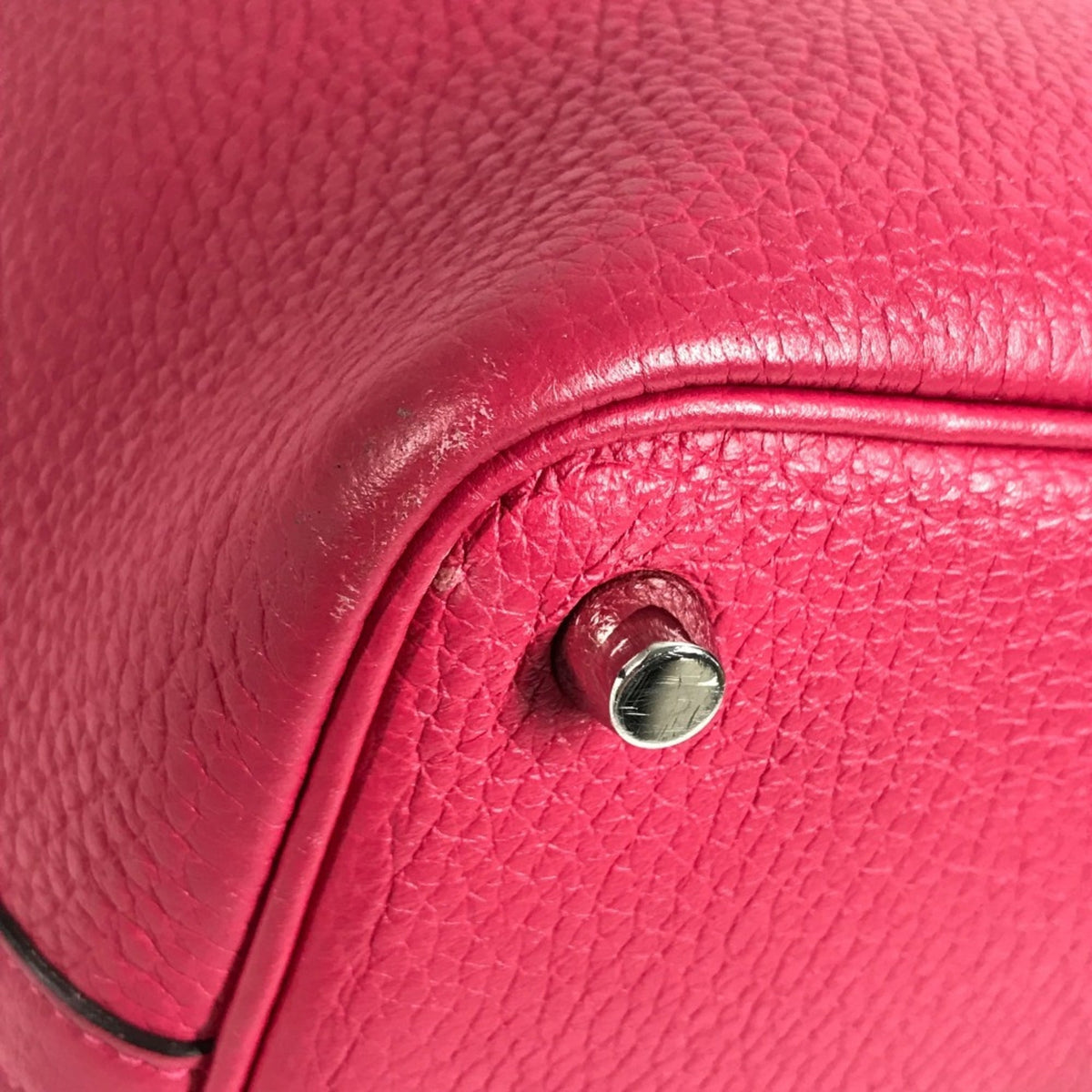 Hermes Pink Red Color Taurillon Clemence Leather Handbag (Pre-Owned)
