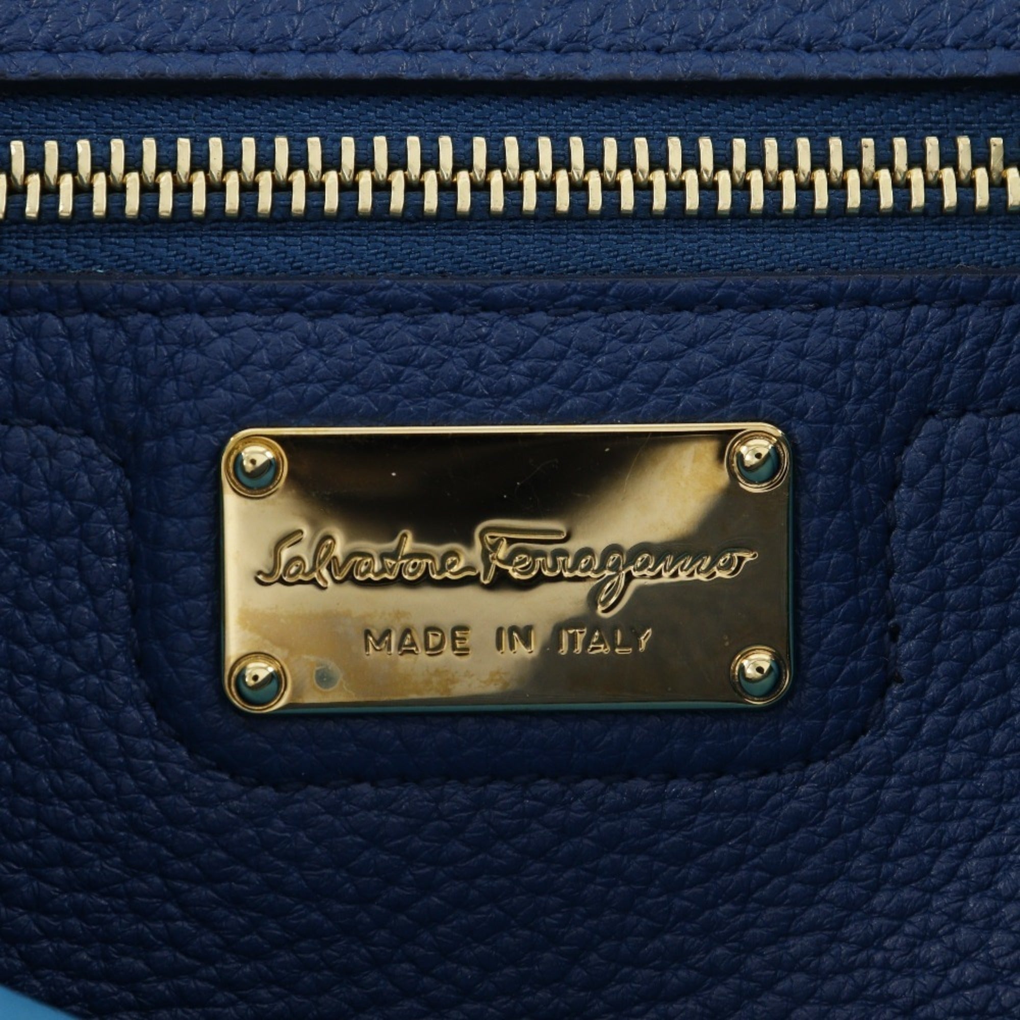 Salvatore Ferragamo Blue Leather Tote Bag (Pre-Owned)