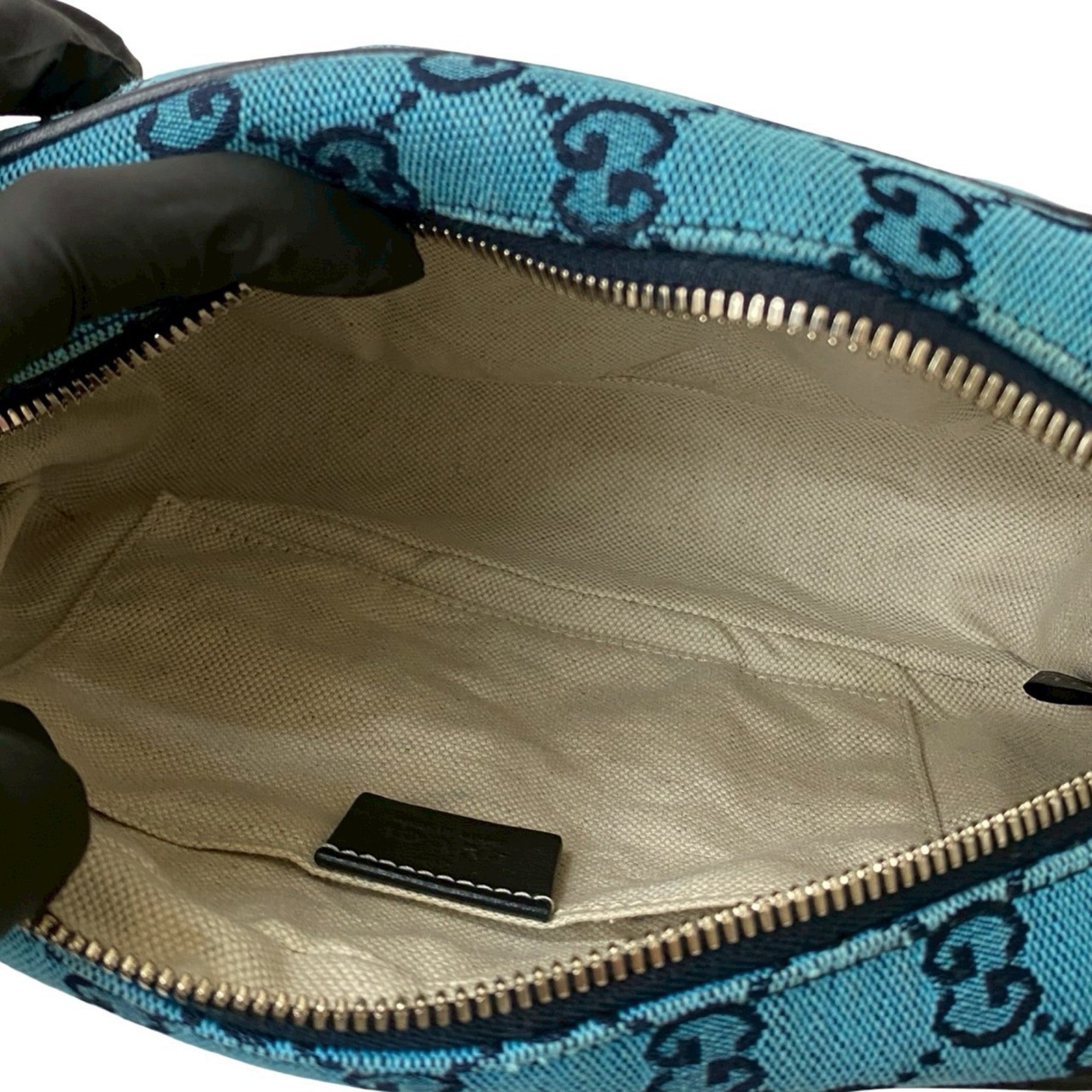 Gucci Blue Navy Canvas Leather Pochette Shoulder Bag (Pre-Owned)