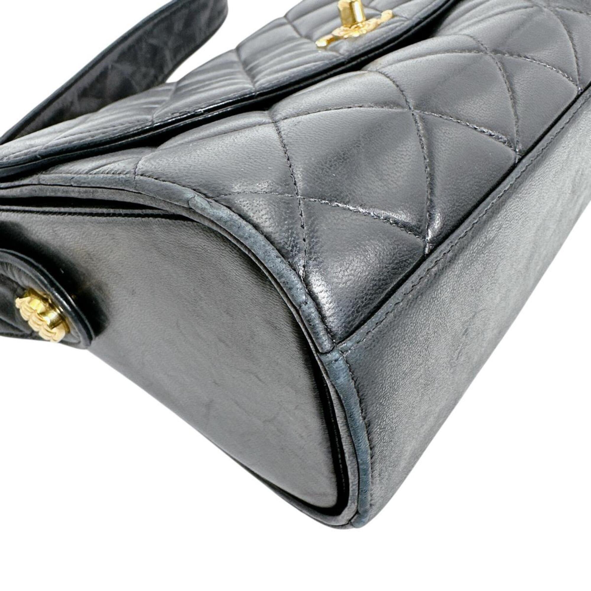 Chanel Black Leather Shoulder Bag Sling Bag (Pre-Owned)