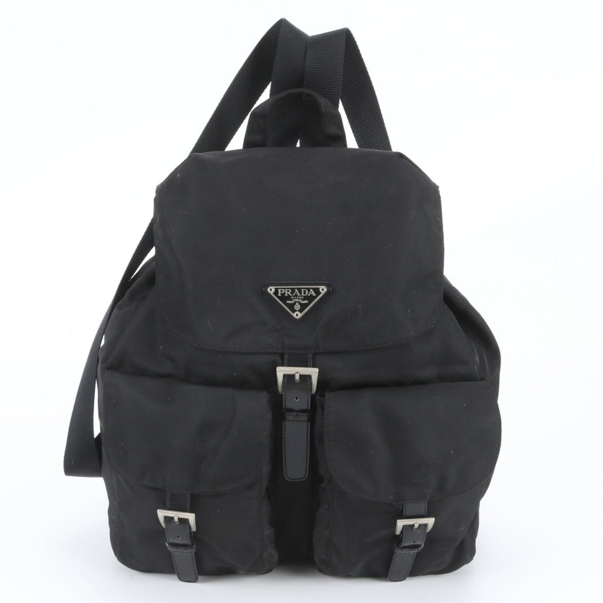 Prada Black Leather Nylon Backpack (Pre-Owned)