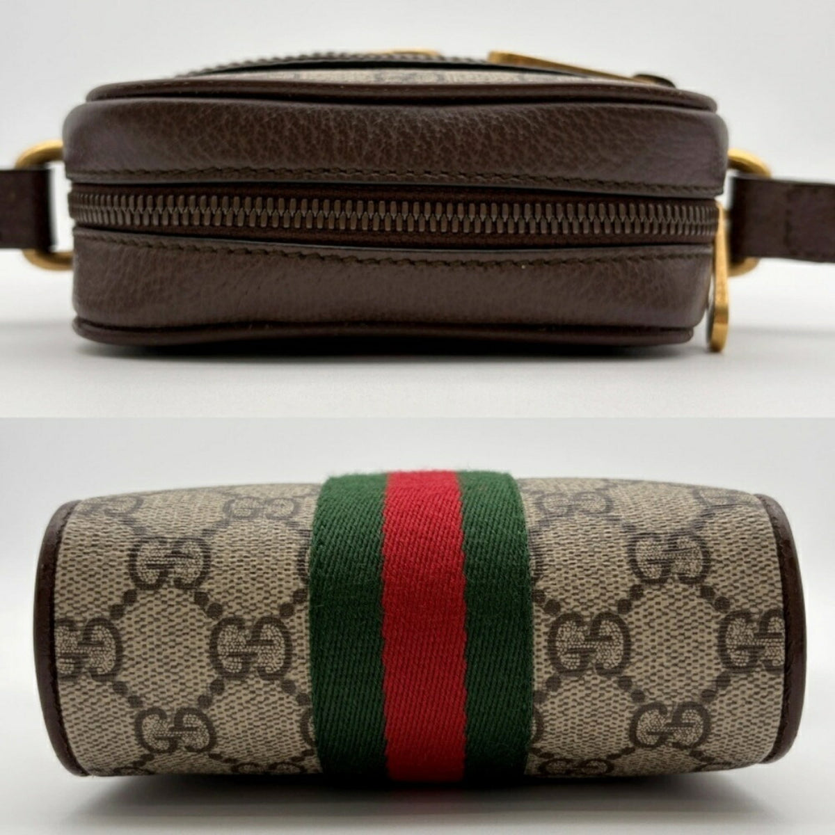Gucci Beige Brown Gg Supreme Canvas Leather Shoulder Bag (Pre-Owned)