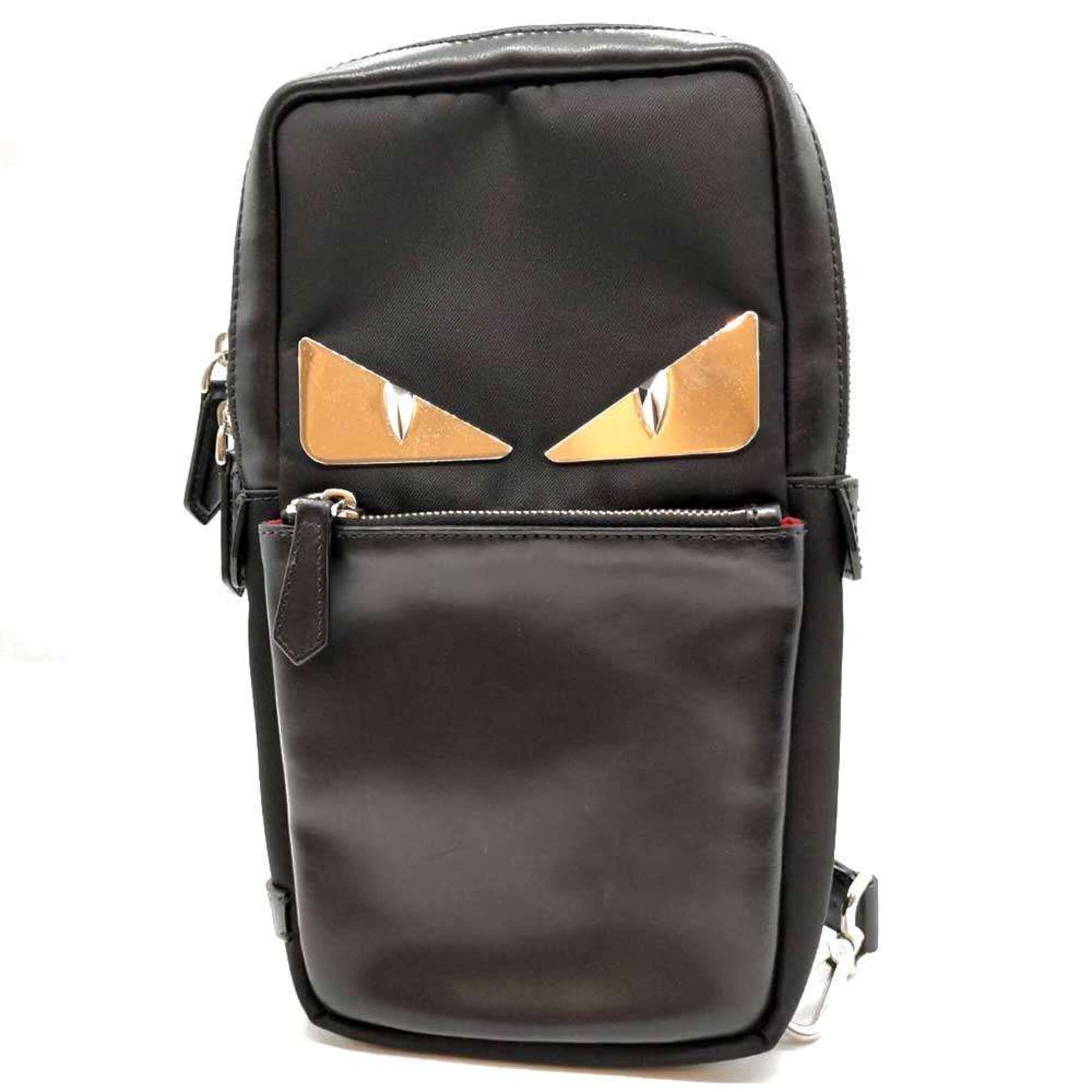 Fendi Black Nylon Leather Sling Bag (Pre-Owned)