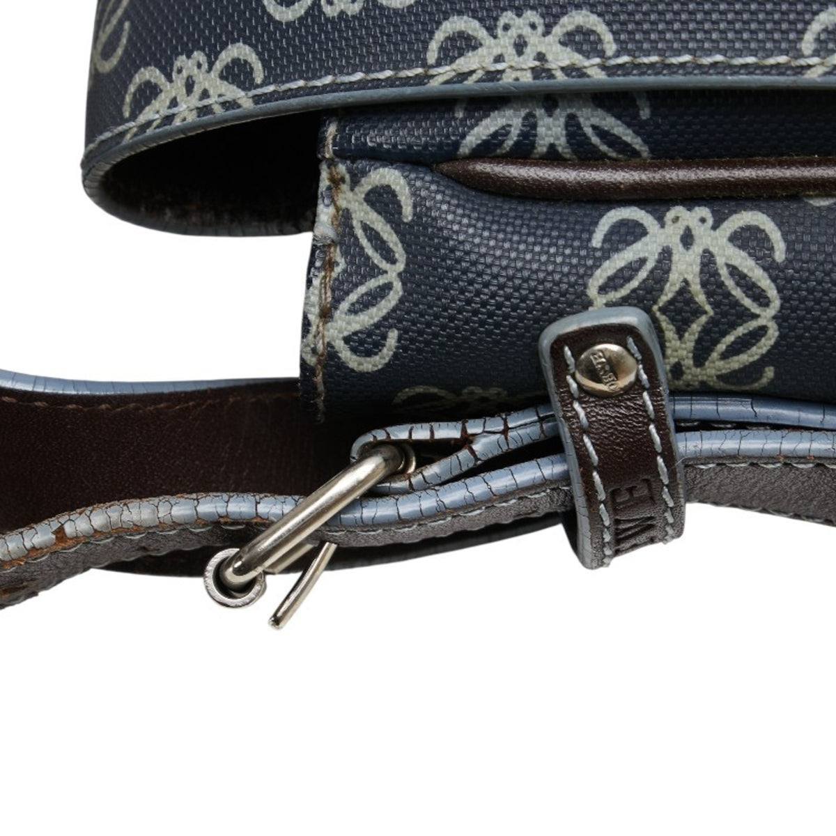 Loewe Gray Navy Pvc Leather Messenger Bag Shoulder Bag (Pre-Owned)