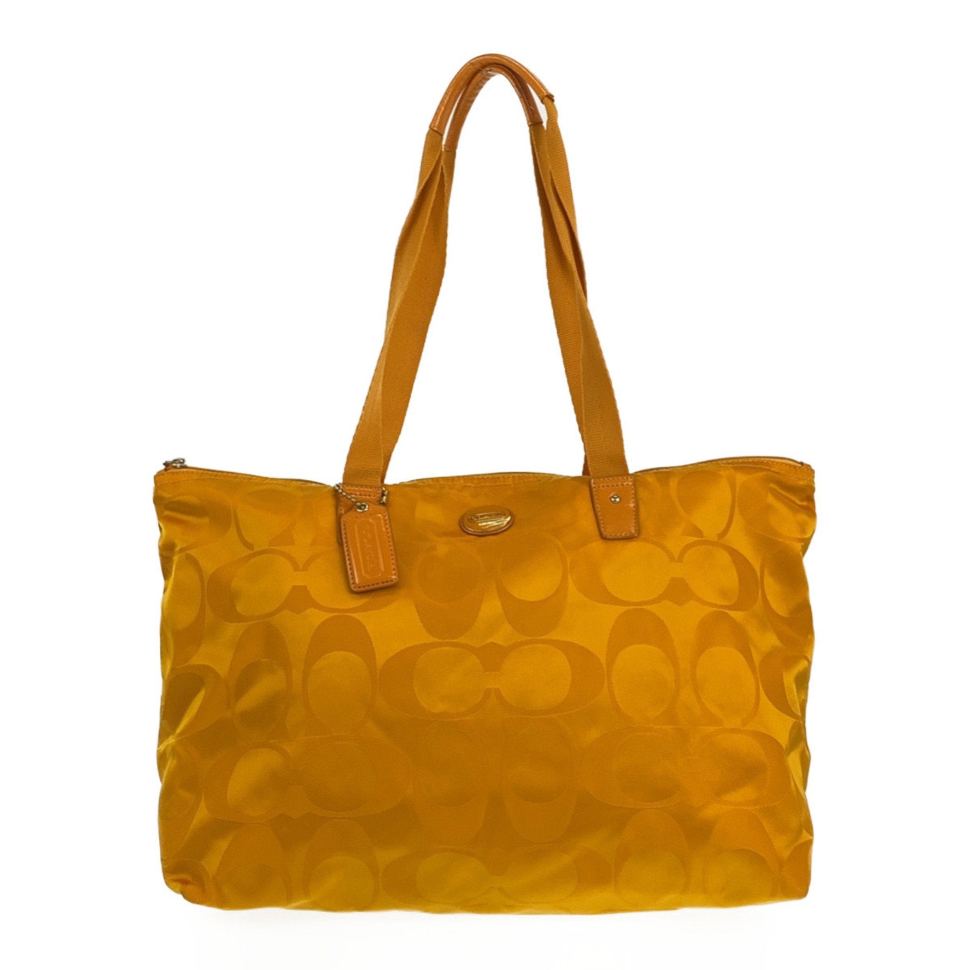Coach Yellow Nylon Leather Shoulder Bag Tote Bag (Pre-Owned)