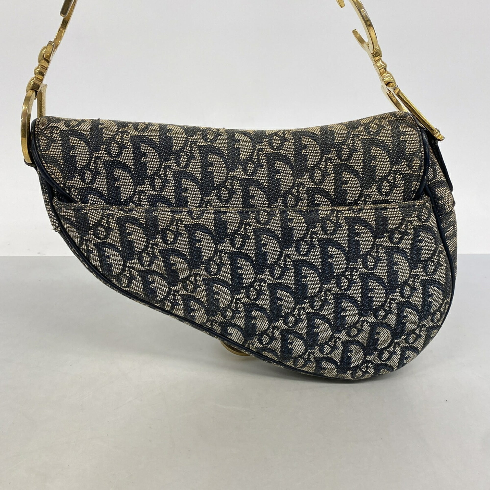 Christian Dior Beige Navy Canvas Handbag (Pre-Owned)
