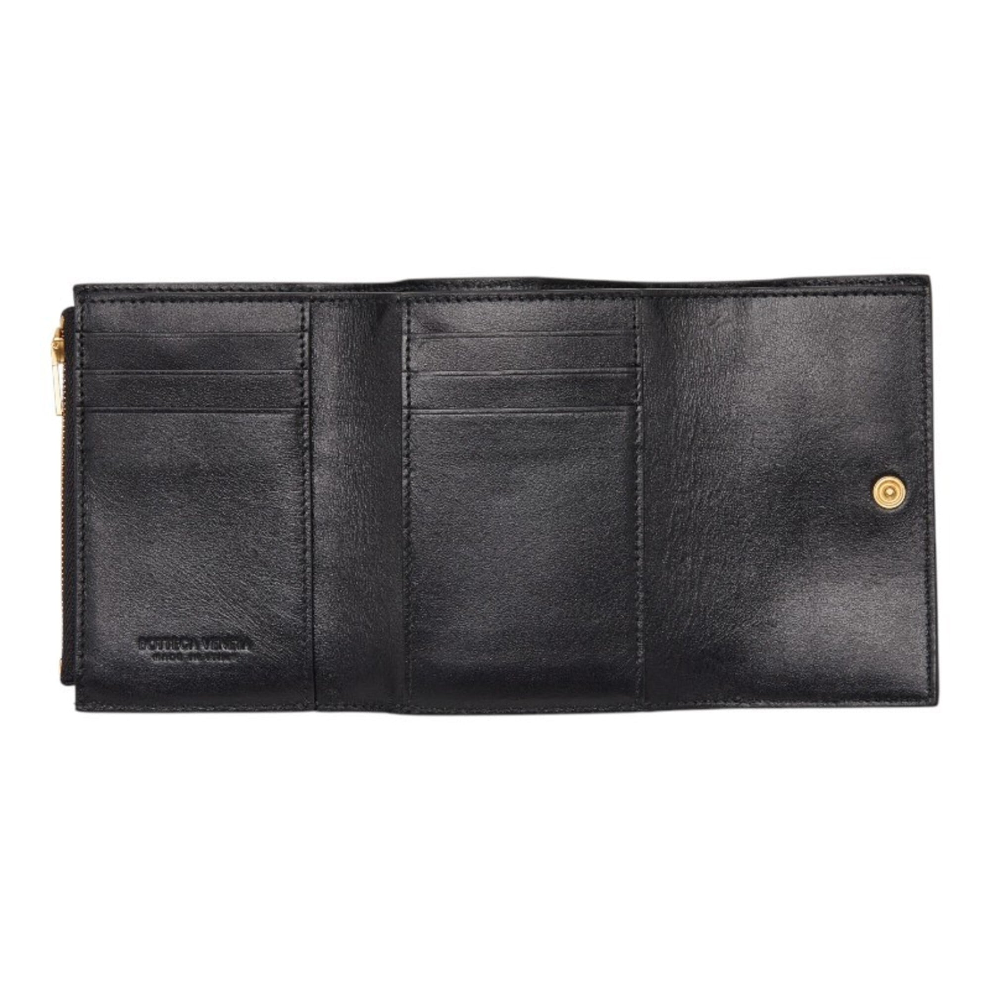 Bottega Veneta Black Leather Wallet (Tri-Fold) (Pre-Owned)